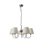 Lynx chandelier, chrome/white, 5-bulb, metal, fabric, E14 - By Rydéns