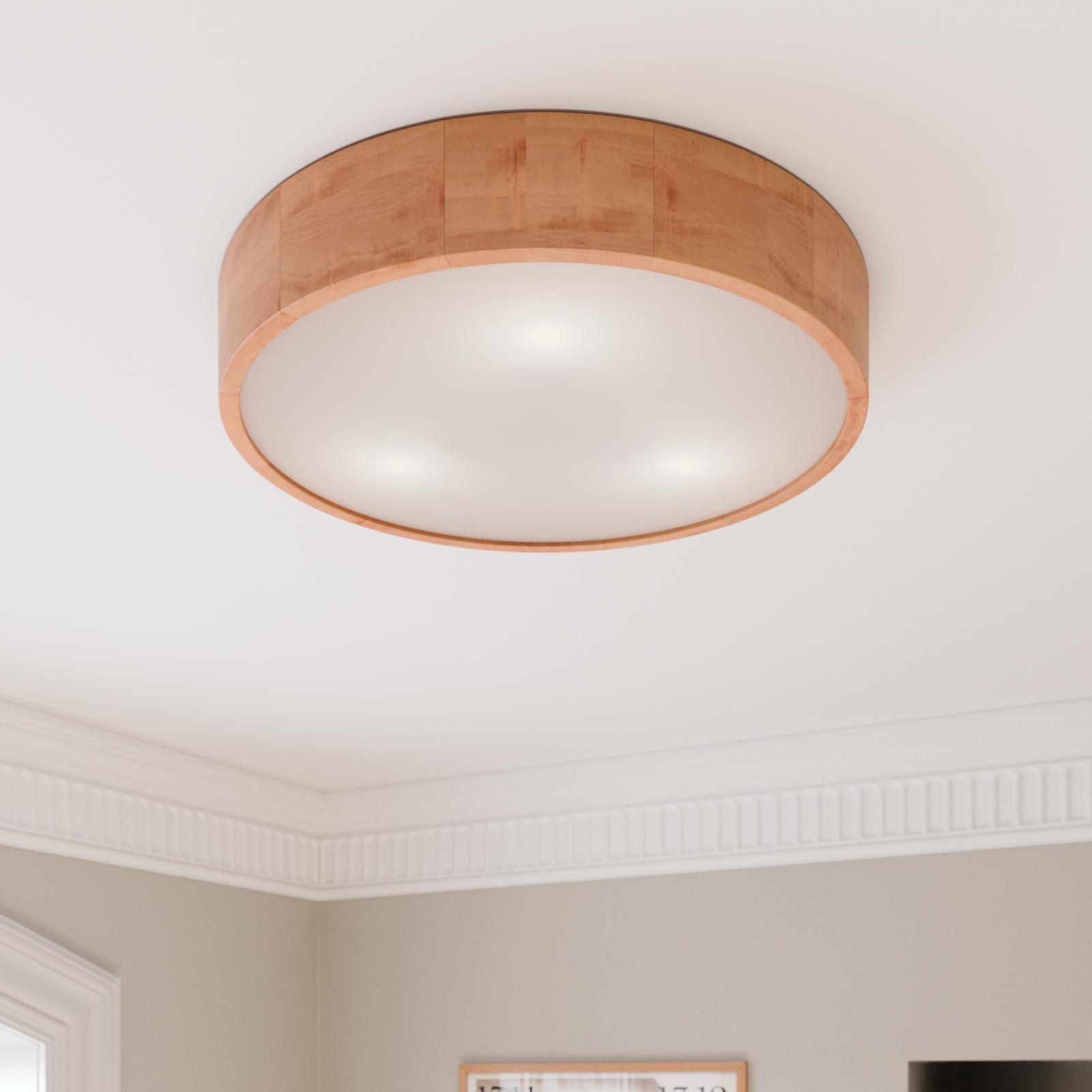 Kerio ceiling lamp, Ø 47 cm, natural pine