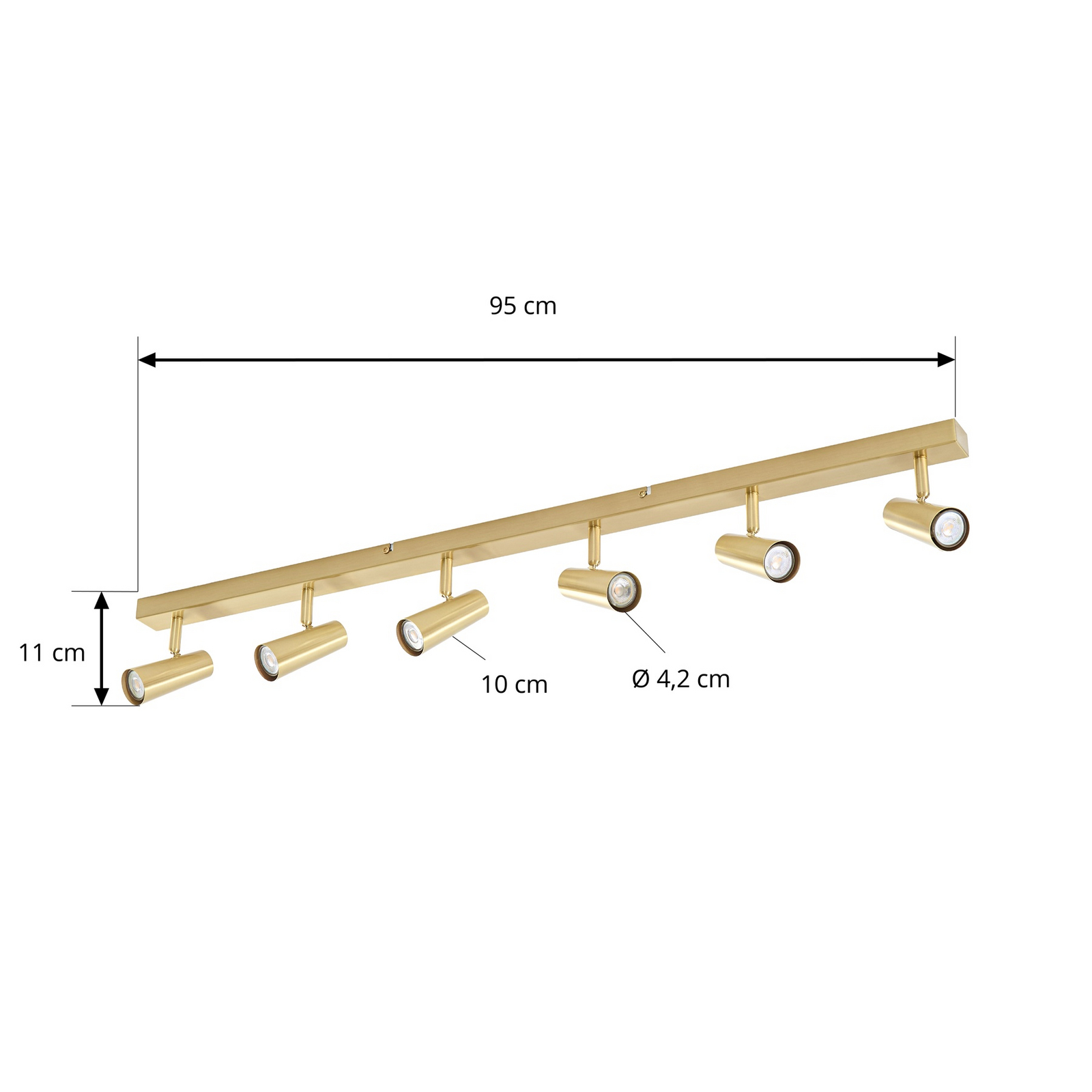 Lindby downlight Iluna, 6 lyskilder, messing, GU10 Lindby downlight Iluna, 6 lyskilder, messing, GU10