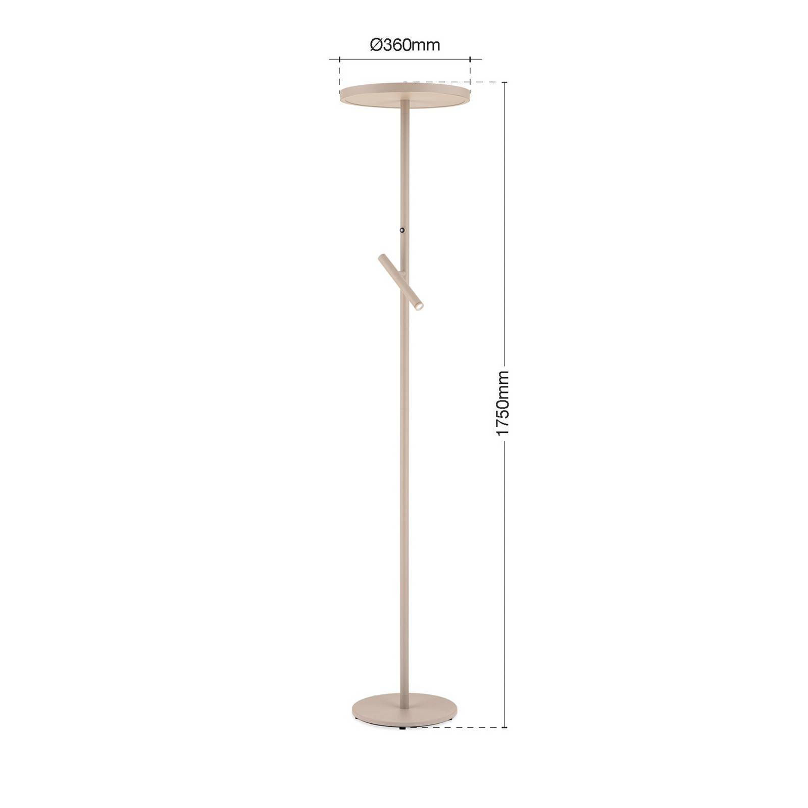LED-Stehleuchte Teide, khaki, Metall, Leselampe, Dimmer günstig online kaufen