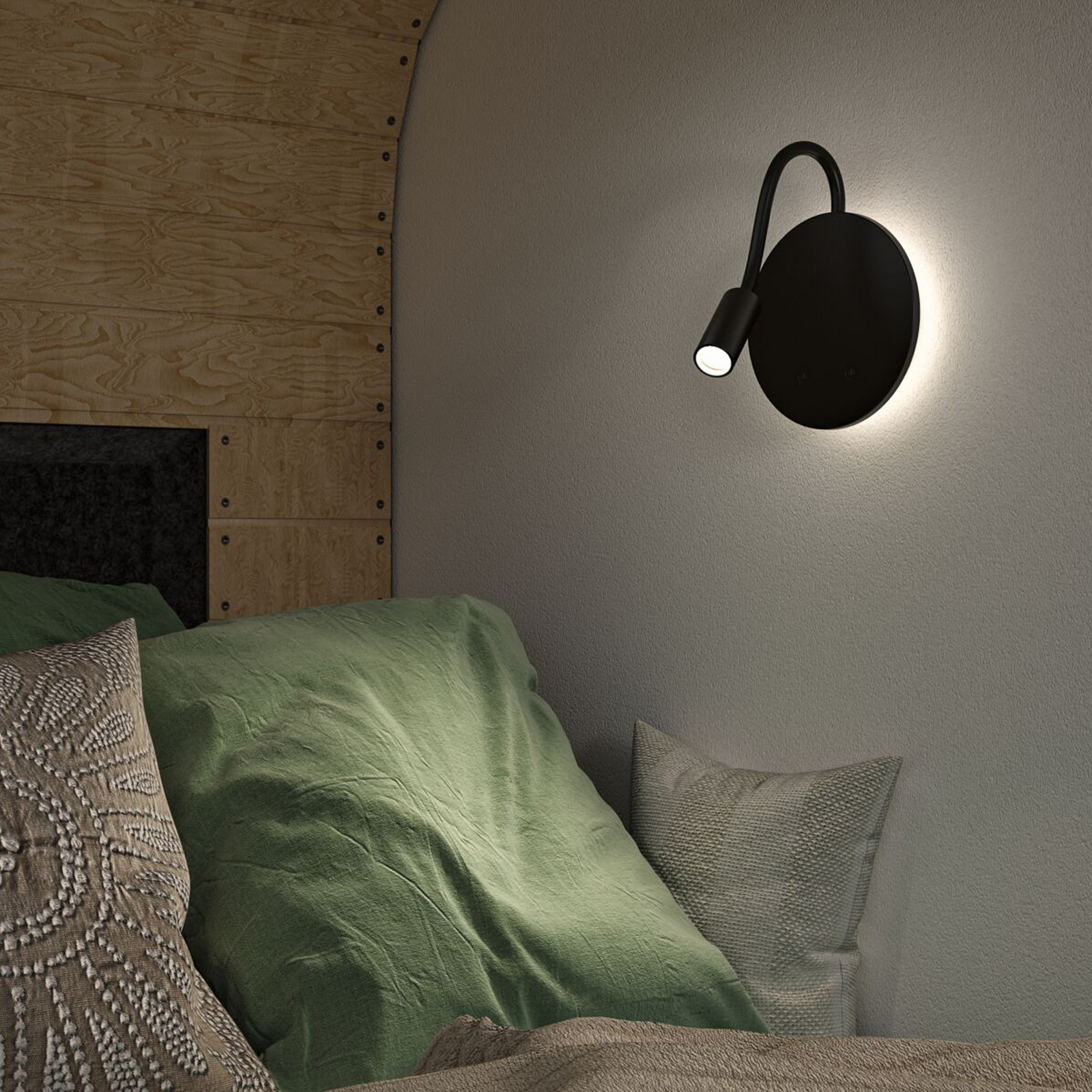 Applique murale LED rechargeable Miora, noire, bras flexible, variateur Applique murale LED rechargeable Miora, noire, bras flexible, variateur