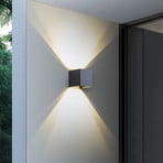 Lindby Smart LED outdoor wall lamp Dara grey angular CCT RGB Tuya