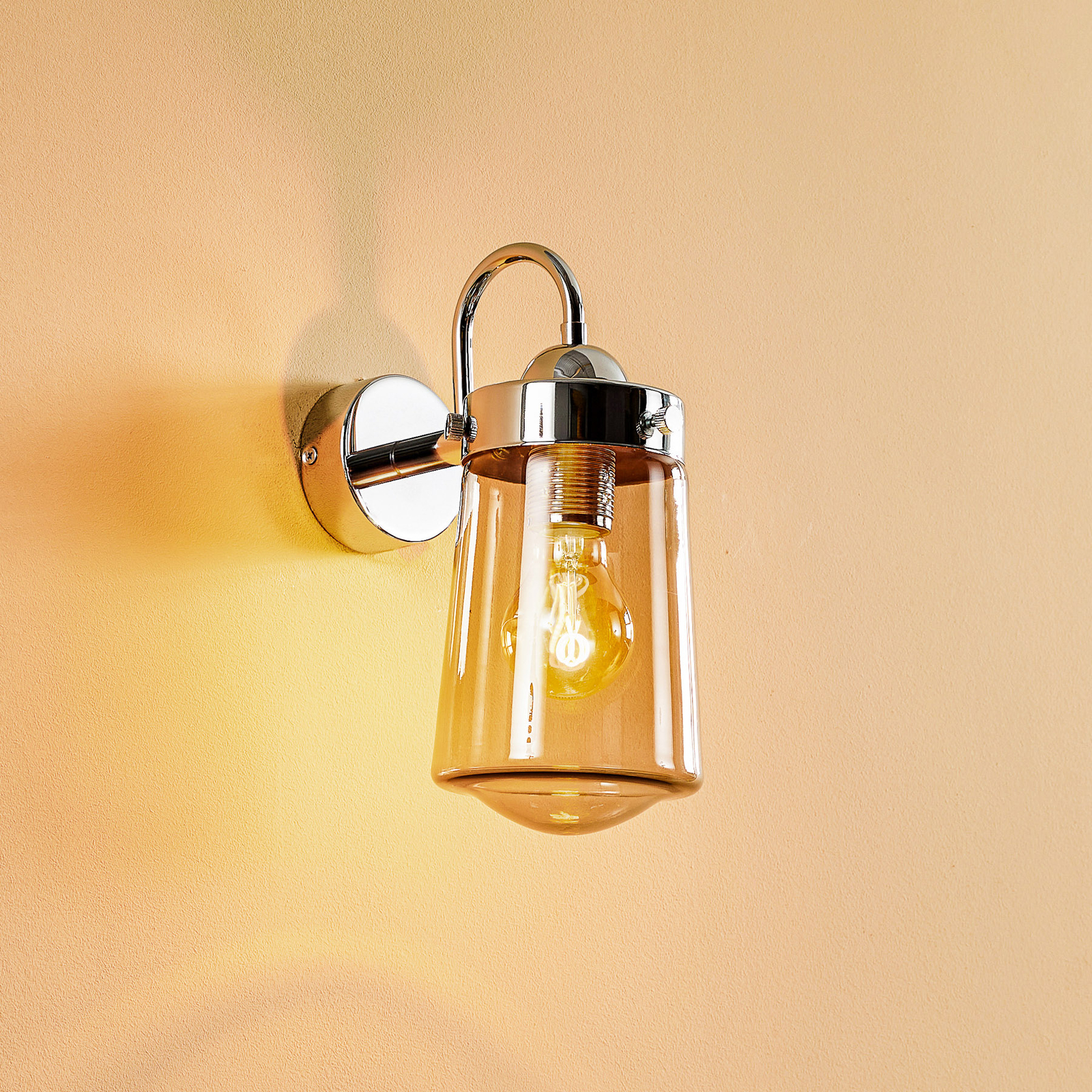 Wandlampe Patrick, rauchgrau-transparent/chrom