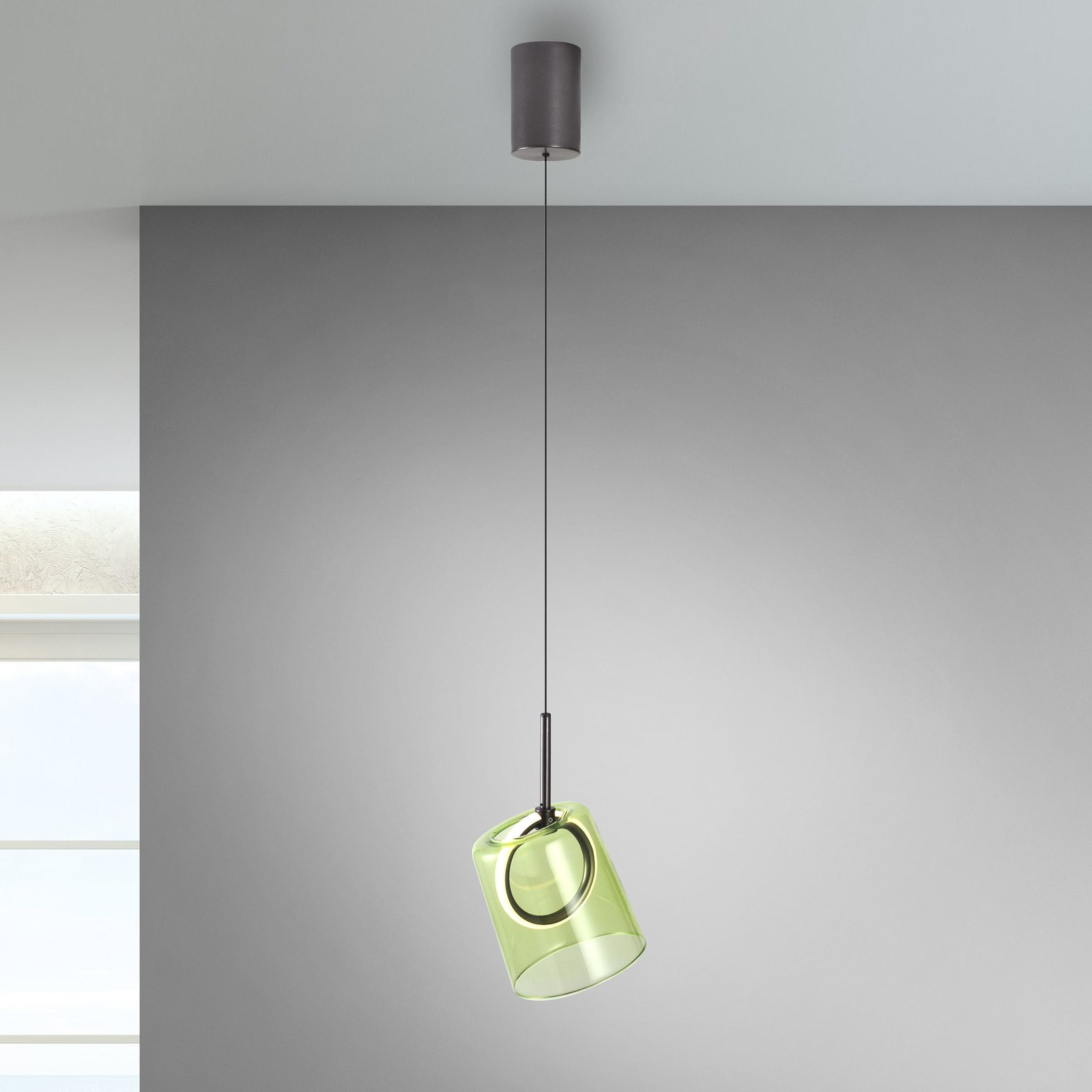 Paul Neuhaus Suspension LED Zula, vert, Ø 15 cm, verre