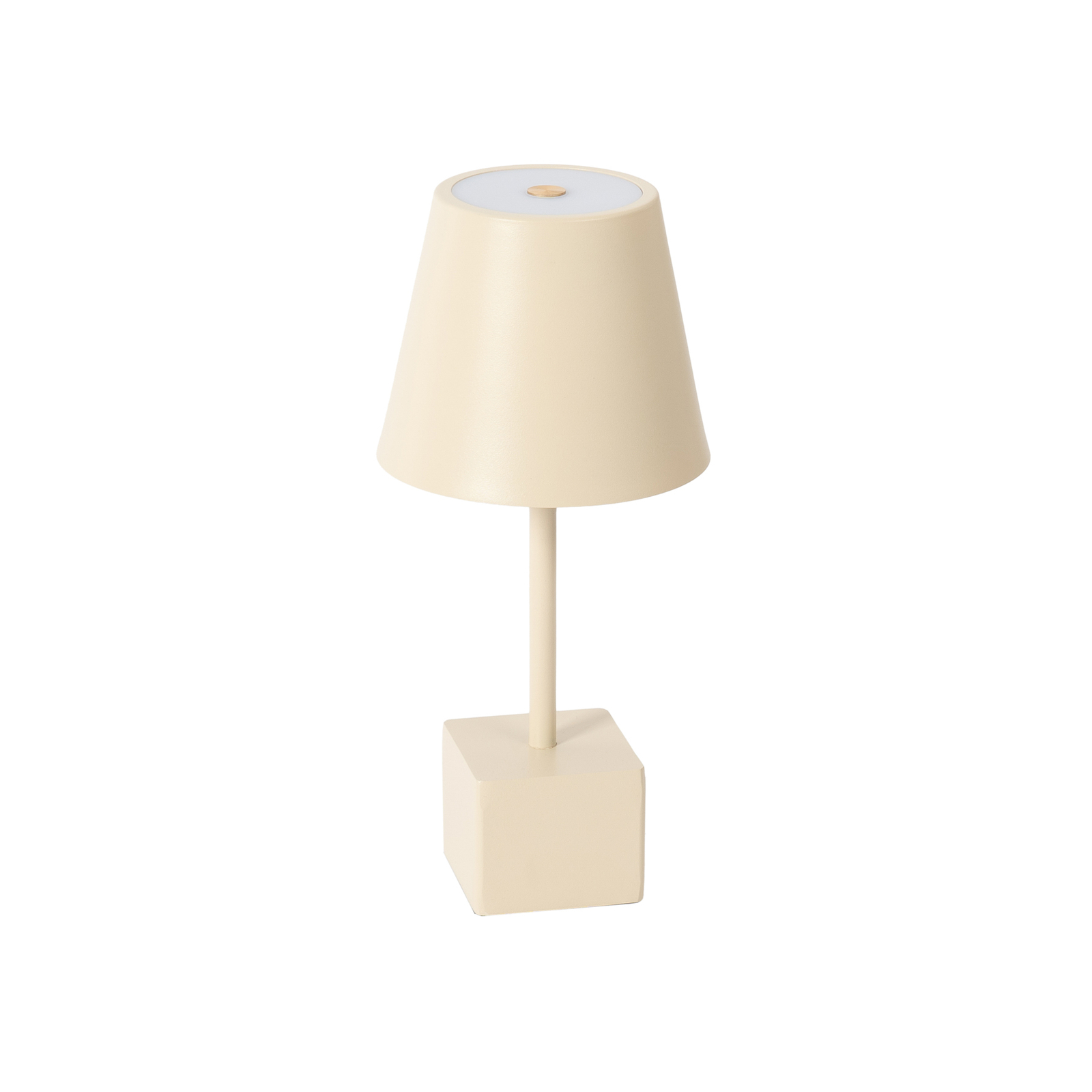 Lindby LED oplaadbare tafellamp Janea, kubus, beige, metaal