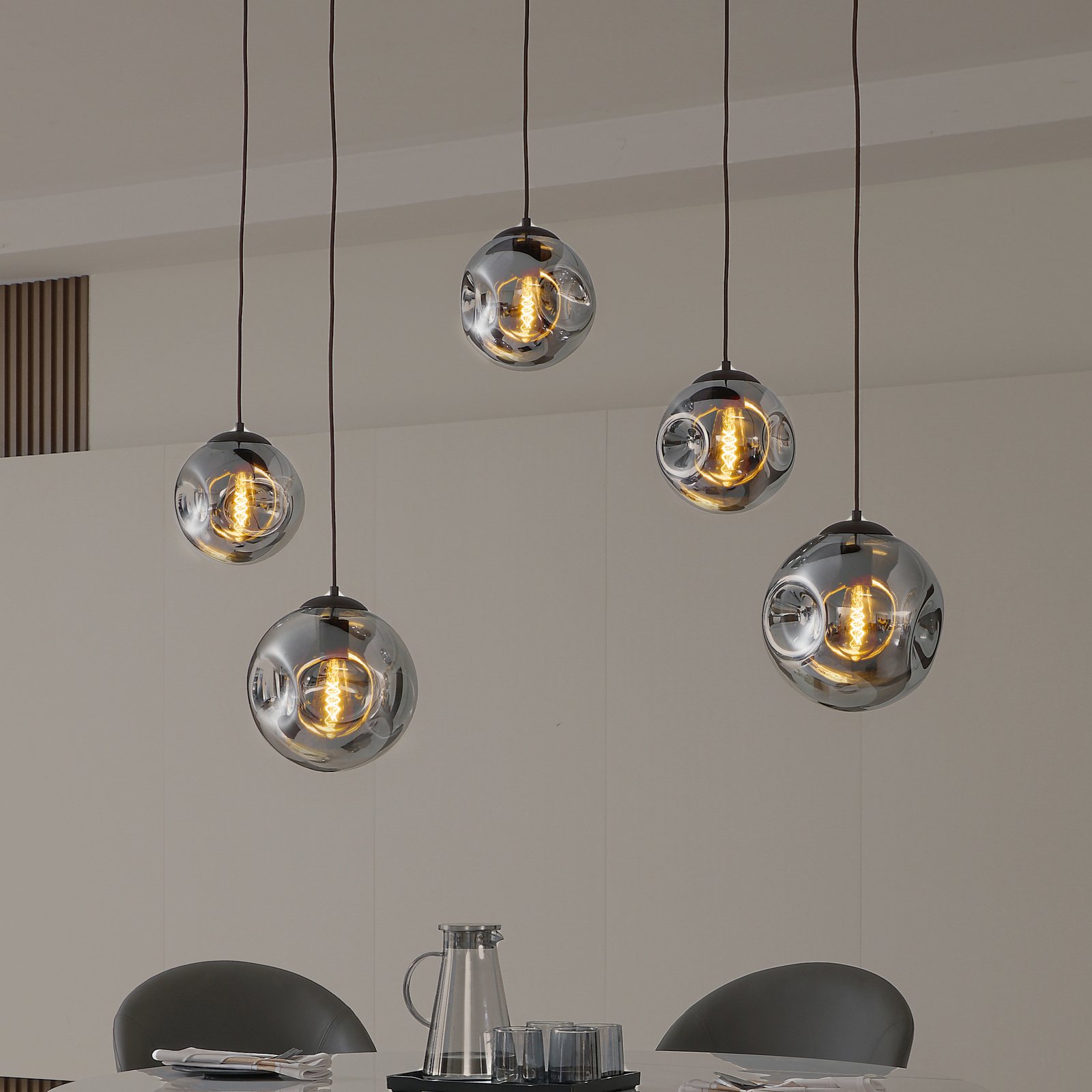 Valentina 5 Oval Pendant Smoked Grey/Coffee - Lindby