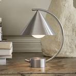 ferm LIVING LED dobíjacia stolová lampa Meridian, oceľ, stmievateľná