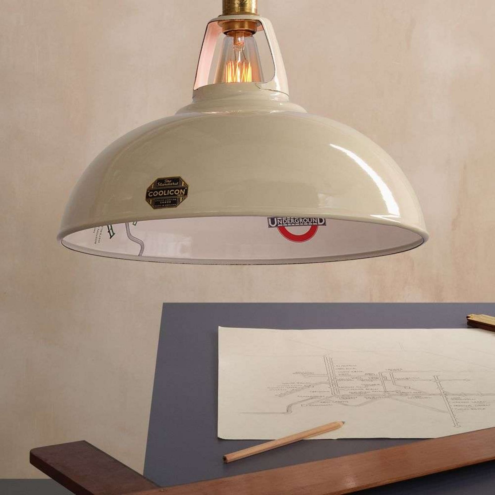 Large 1933 Design Pendelleuchte Paper Cream Coolicon - Wohnzimmer - Metall