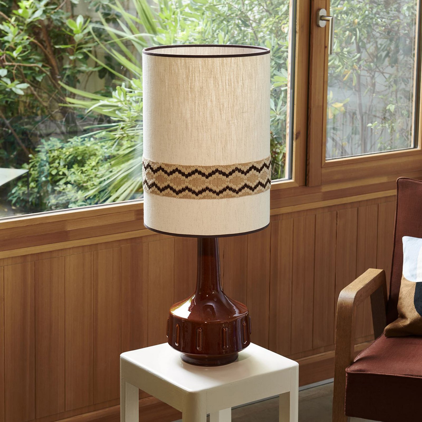 MARKET SET Lampă de masă Jimmy, maro/bej, 83 cm, bordură