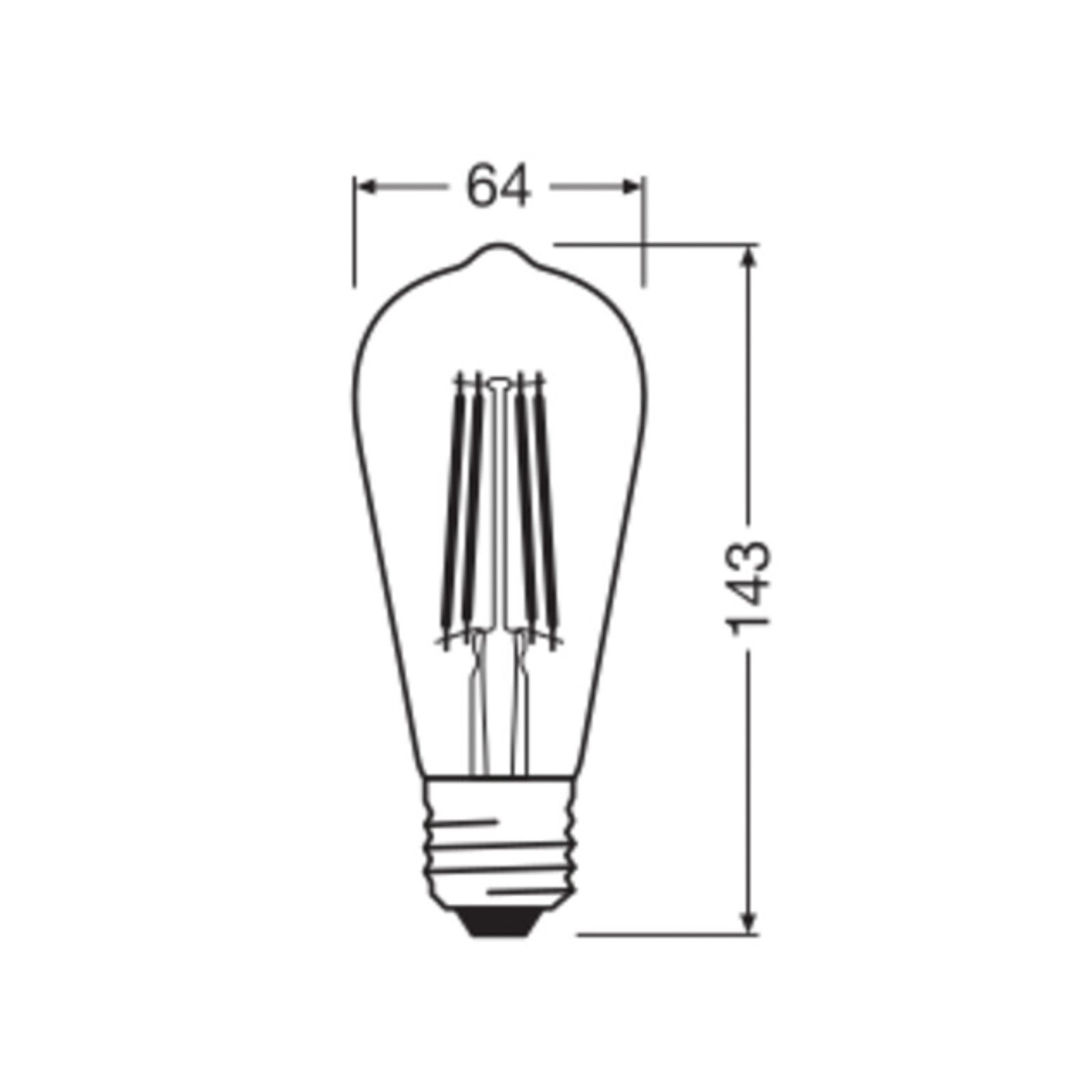 OSRAM LED Vintage 1906 Edison, or, E27, 7,2 W, 824, intensité variable.