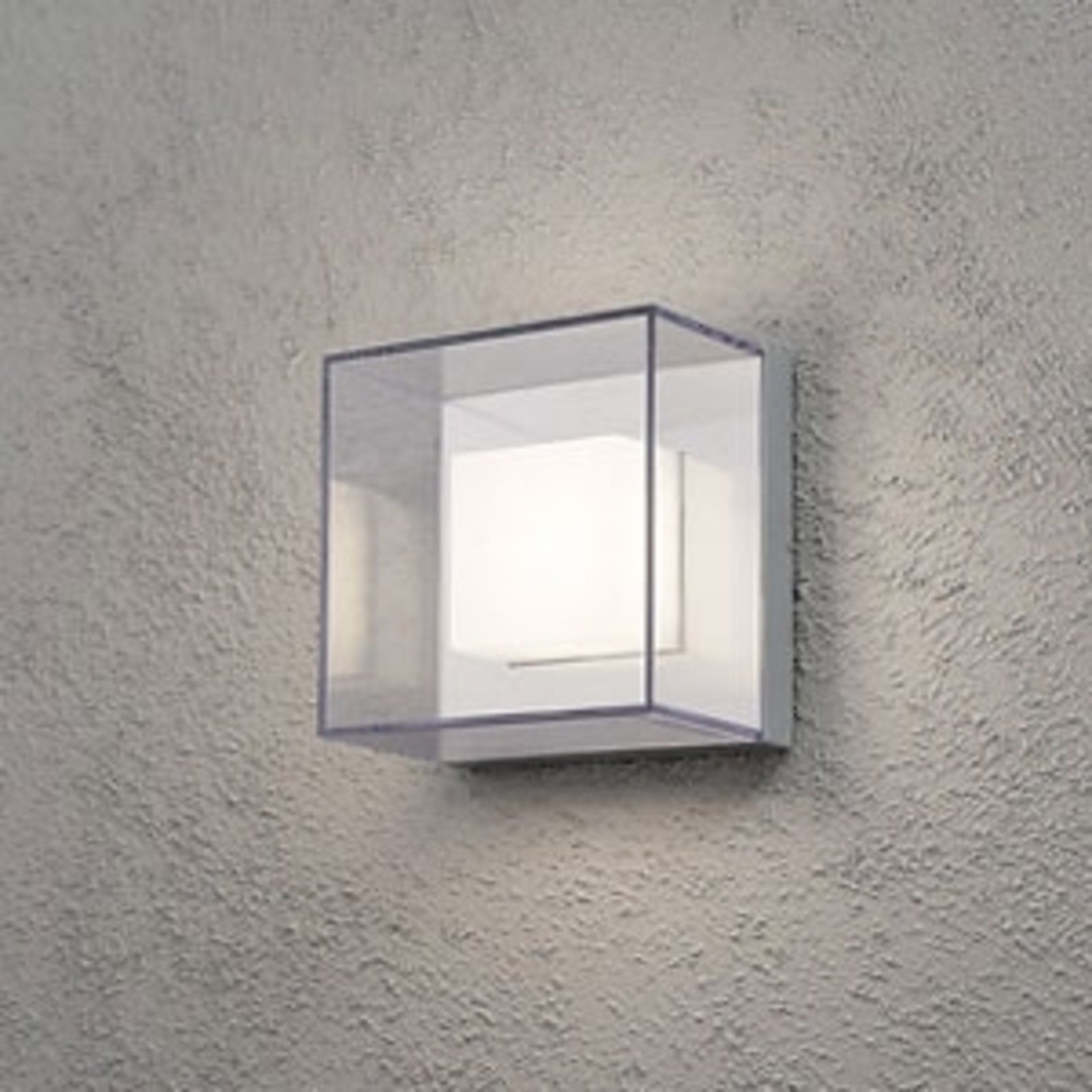 Konstmide Square Sanremo LED outdoor wall light, aluminium, polycarbonate, 1 W, energy efficiency: A+, W: 21 cm, H: 21 cm