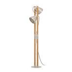 Cawton floor lamp, height 134.5 cm, steel/brown, 2-bulb steel