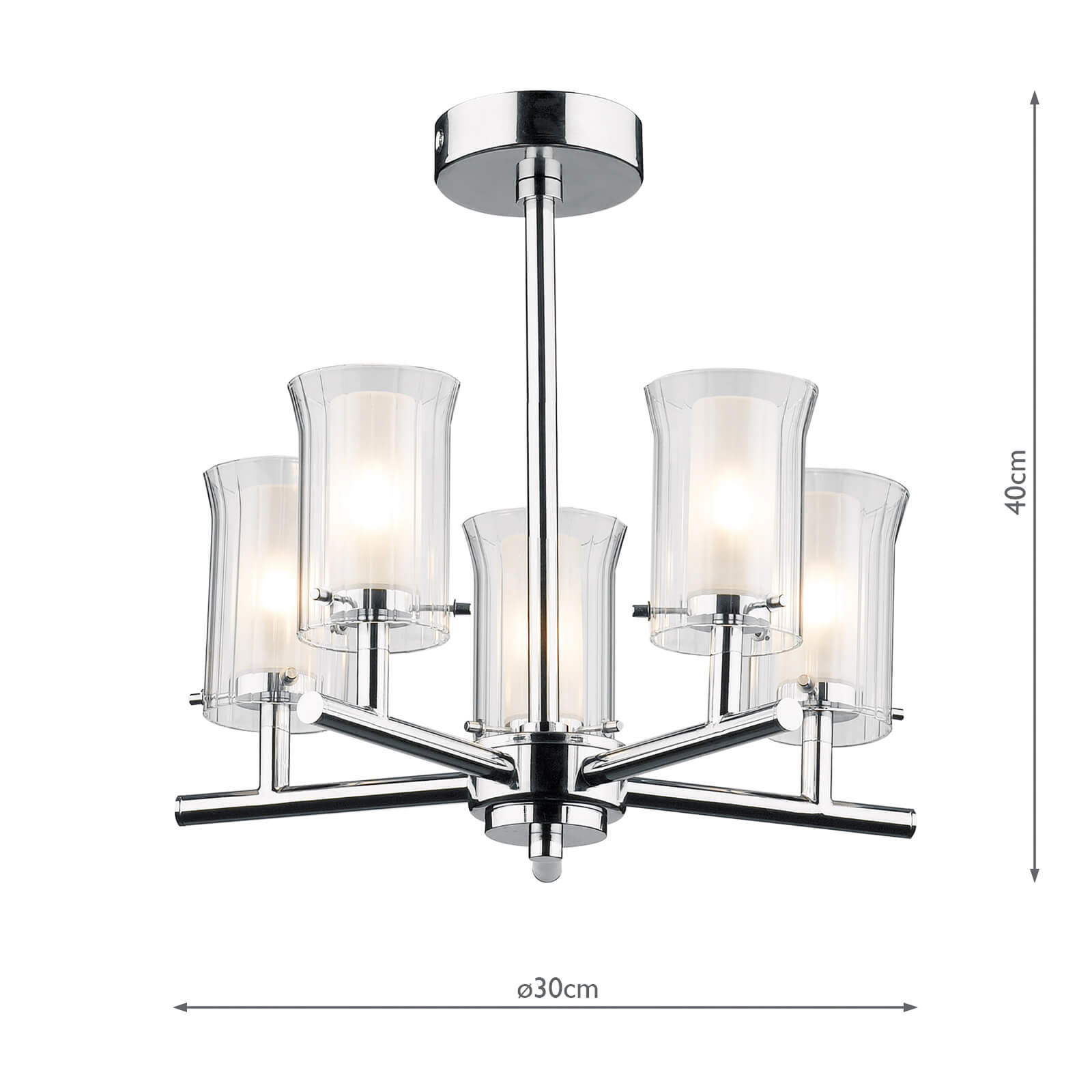 Elba ceiling light with five glass shades - IP44