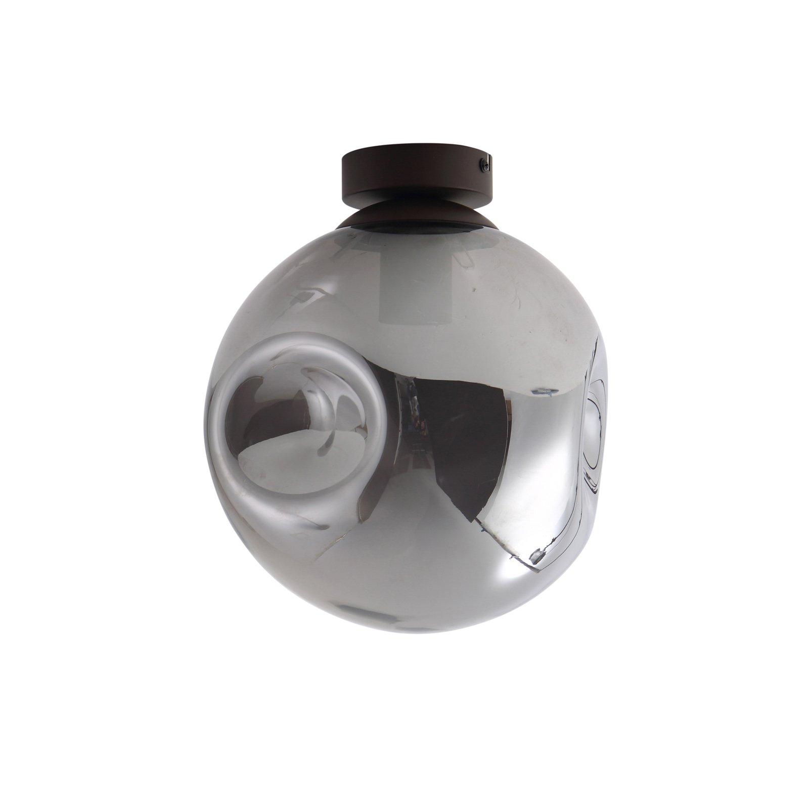 Lindby Valentina ceiling lamp, E27, smoke grey, glass, Ø 25 cm