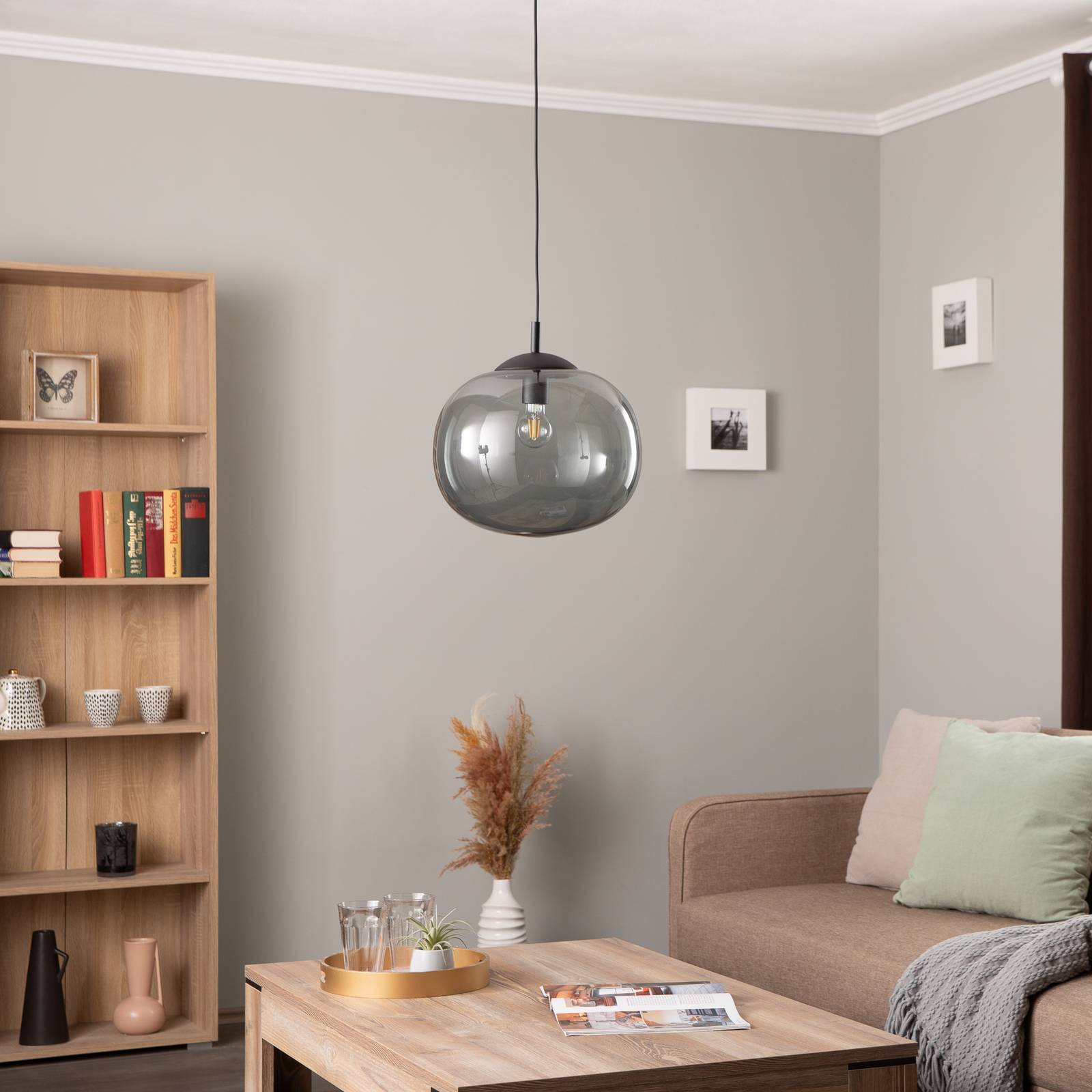 Lampa wisząca Vibe, grafitowo-szare, przezroczyste szkło, Ø 35 cm