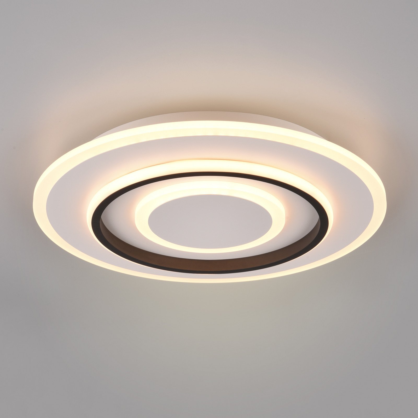 Reality Leuchten Plafonieră cu LED Jora rotundă cu telecomandă Ø 41 cm - Camera de zi / sufragerie - alb - Plastic