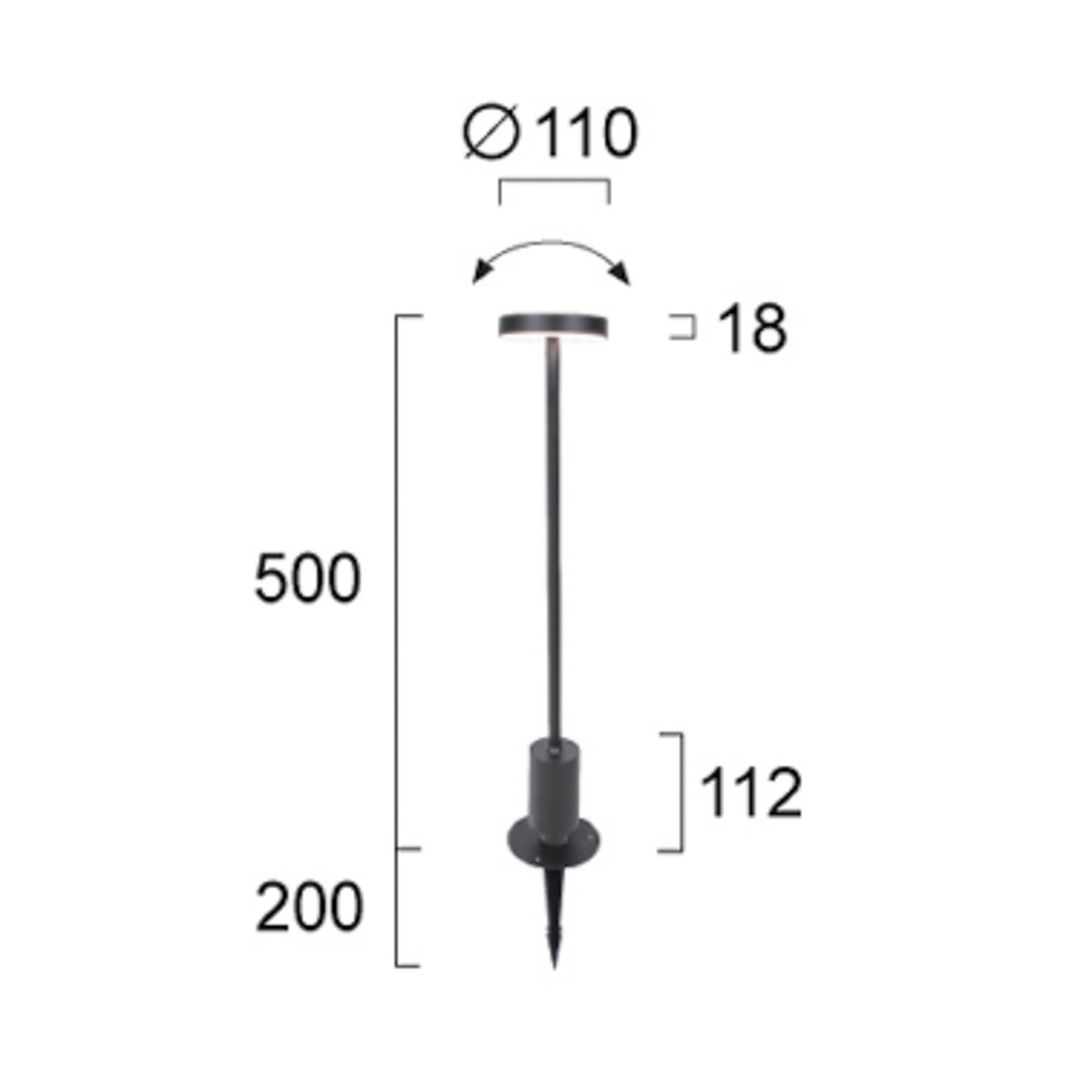 lámpara sobremuro LED Tango gris oscuro Altura 50 cm Metal, pica para clavar en