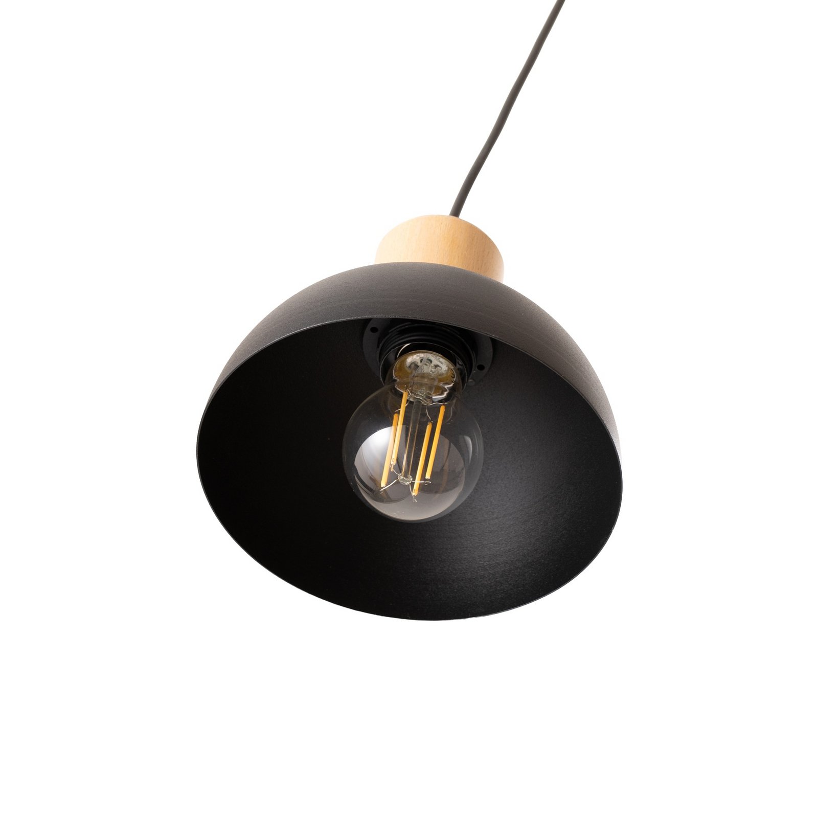 Pendellampe Seco, Ø 30 cm, schwarz, Metall/Holz, 3-flg. Pendellampe Seco, Ø 30 cm, schwarz, Metall/Holz, 3-flg.