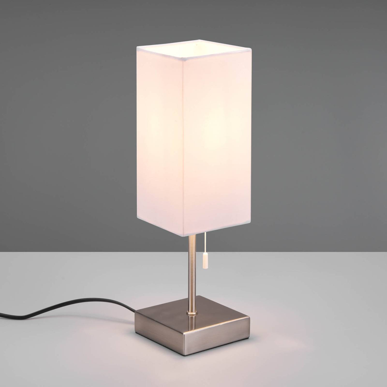 Reality Leuchten Ole bordlampe med USB-port hvid/nikkel