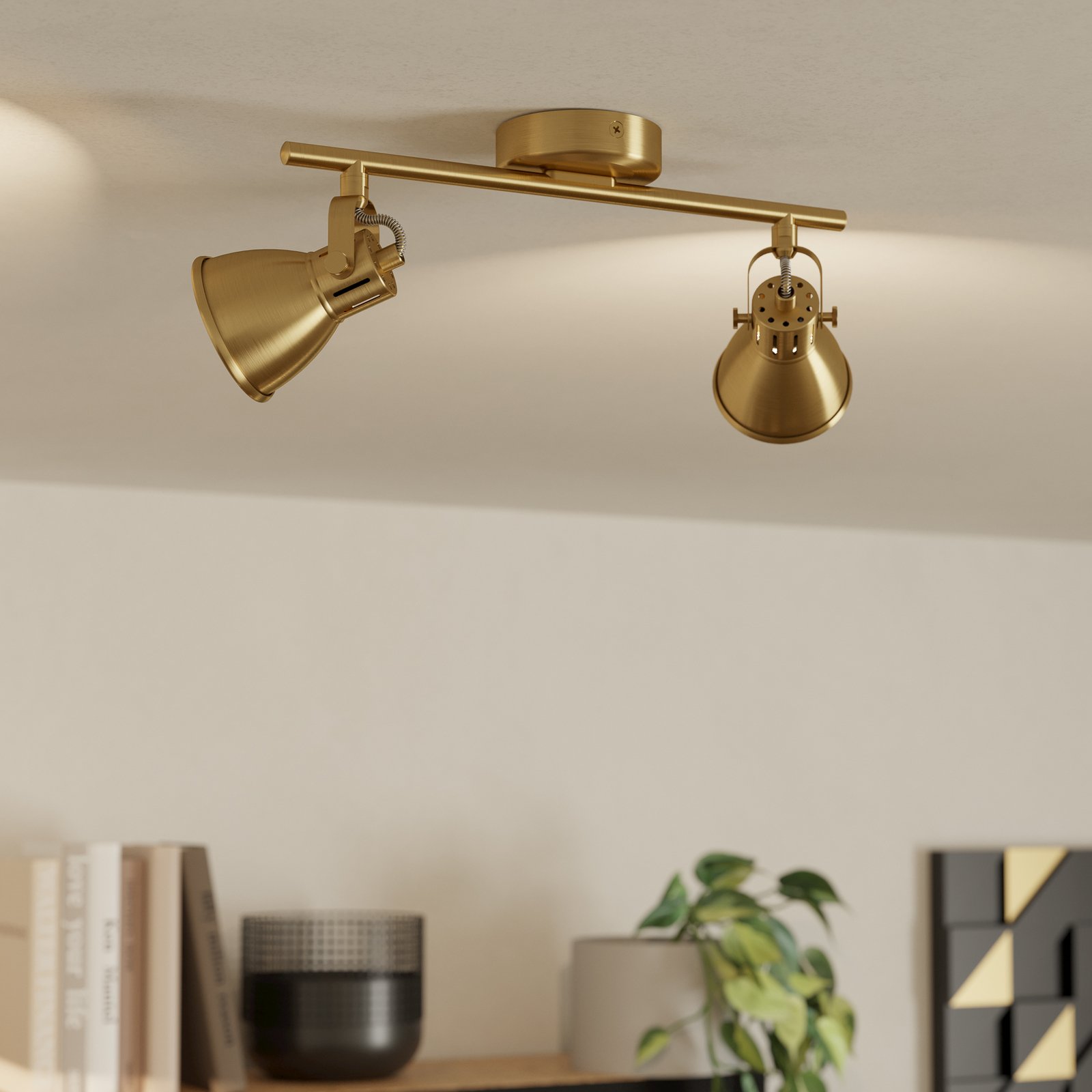 Spot de tavan Seras, alamă aurită periat, 2 lumini