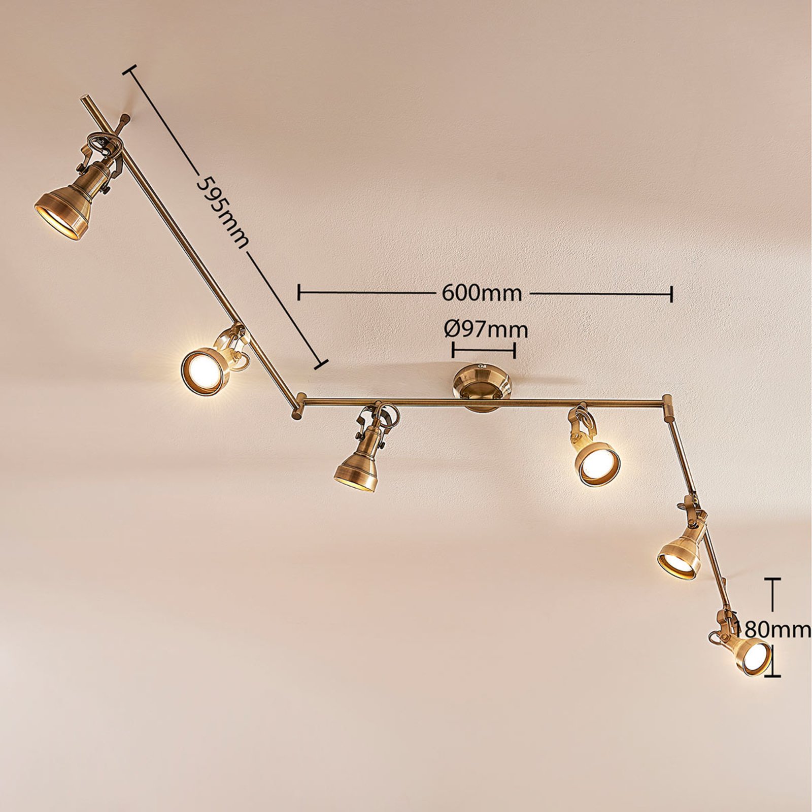 Plafondlamp Perseas, GU10, 6-lamps