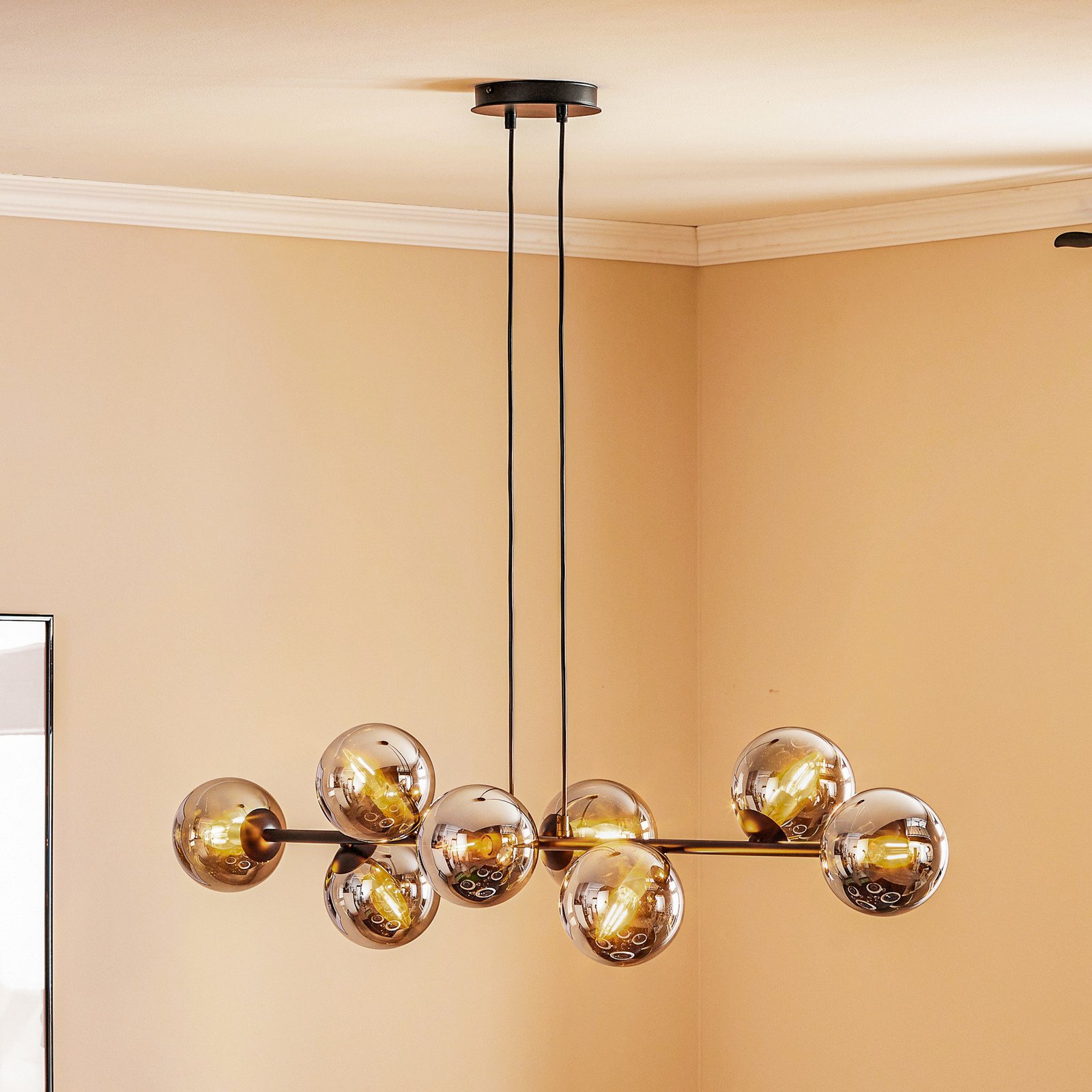 EMIBIG LIGHTING Lampă suspendată Glassy 8 becuri negru grafit sticlă E14 - Camera de zi / sufragerie - modern