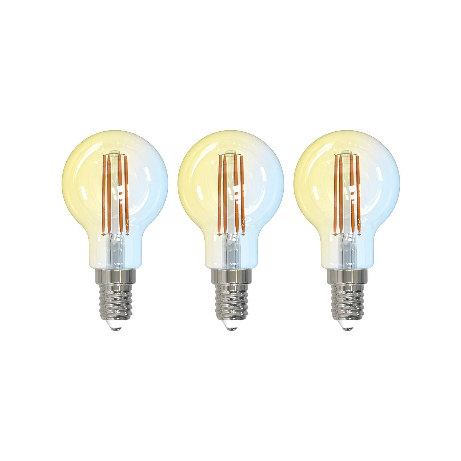 LUUMR Smart LED-Tropfenlampe 3er-Set E14 4,2W CCT klar Tuya