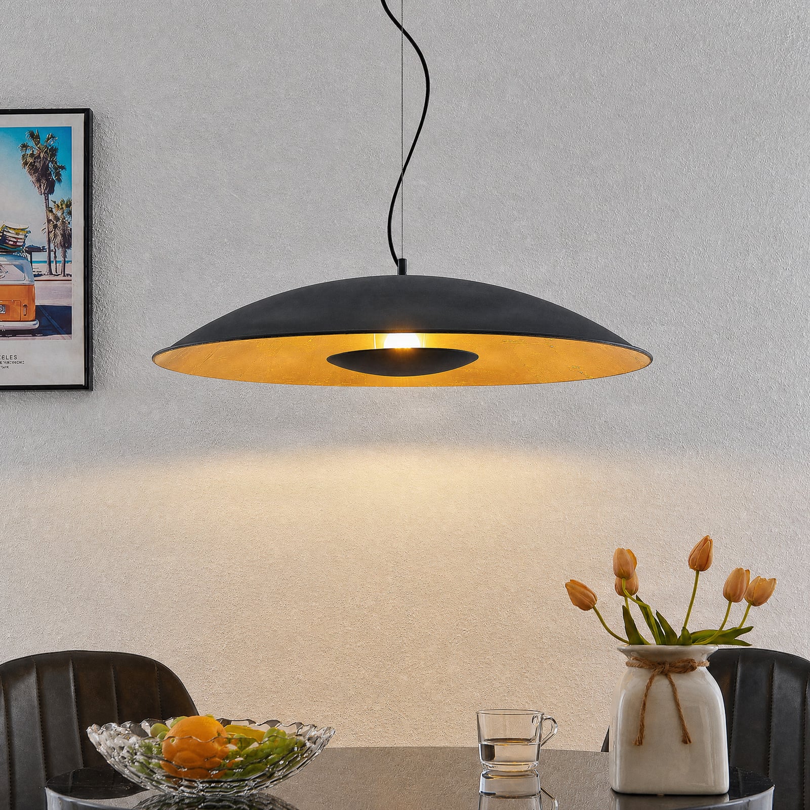 Narisara Pendant Ø80 Black/Gold - Lindby Narisara Pendant Ø80 Black/Gold - Lindby