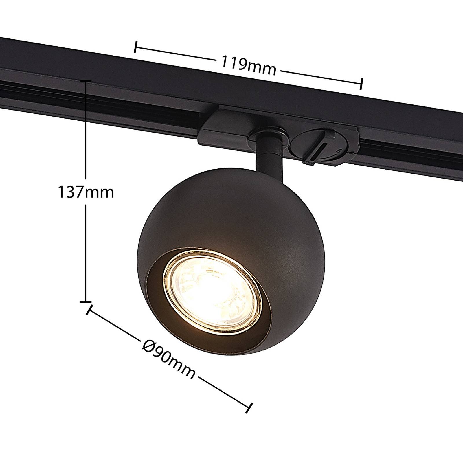 Lindby Linaro LED-spot 1-faset skinne svart