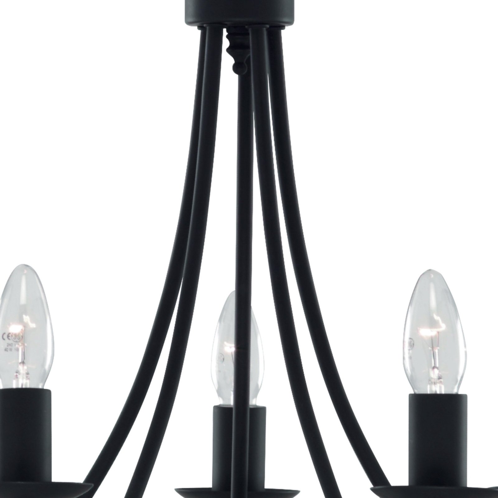 Kroonluchter Maypole mat-zwart, 5-lamps