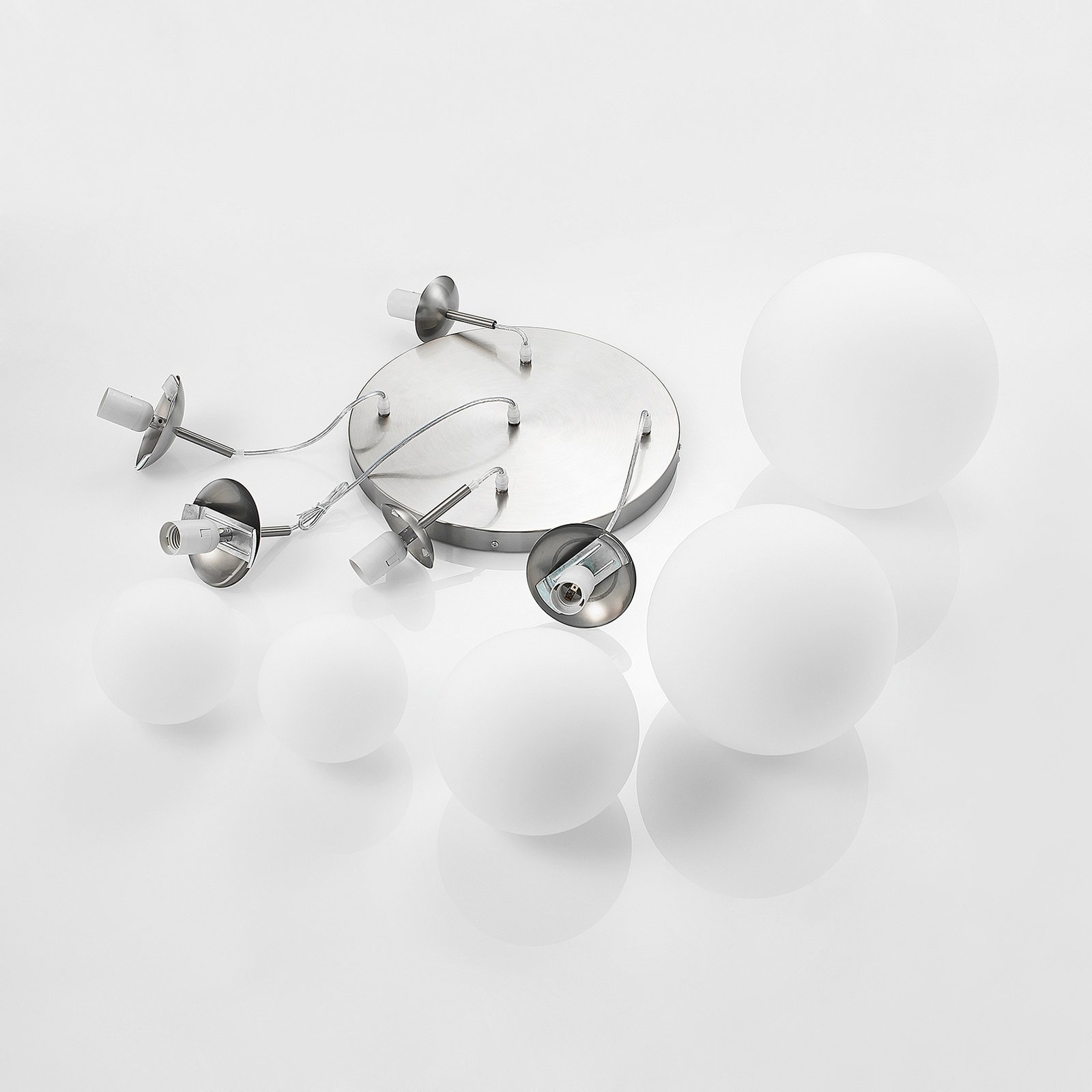 Heleska 5 Round Candeeiro Suspenso Opal/Nickel - Lindby