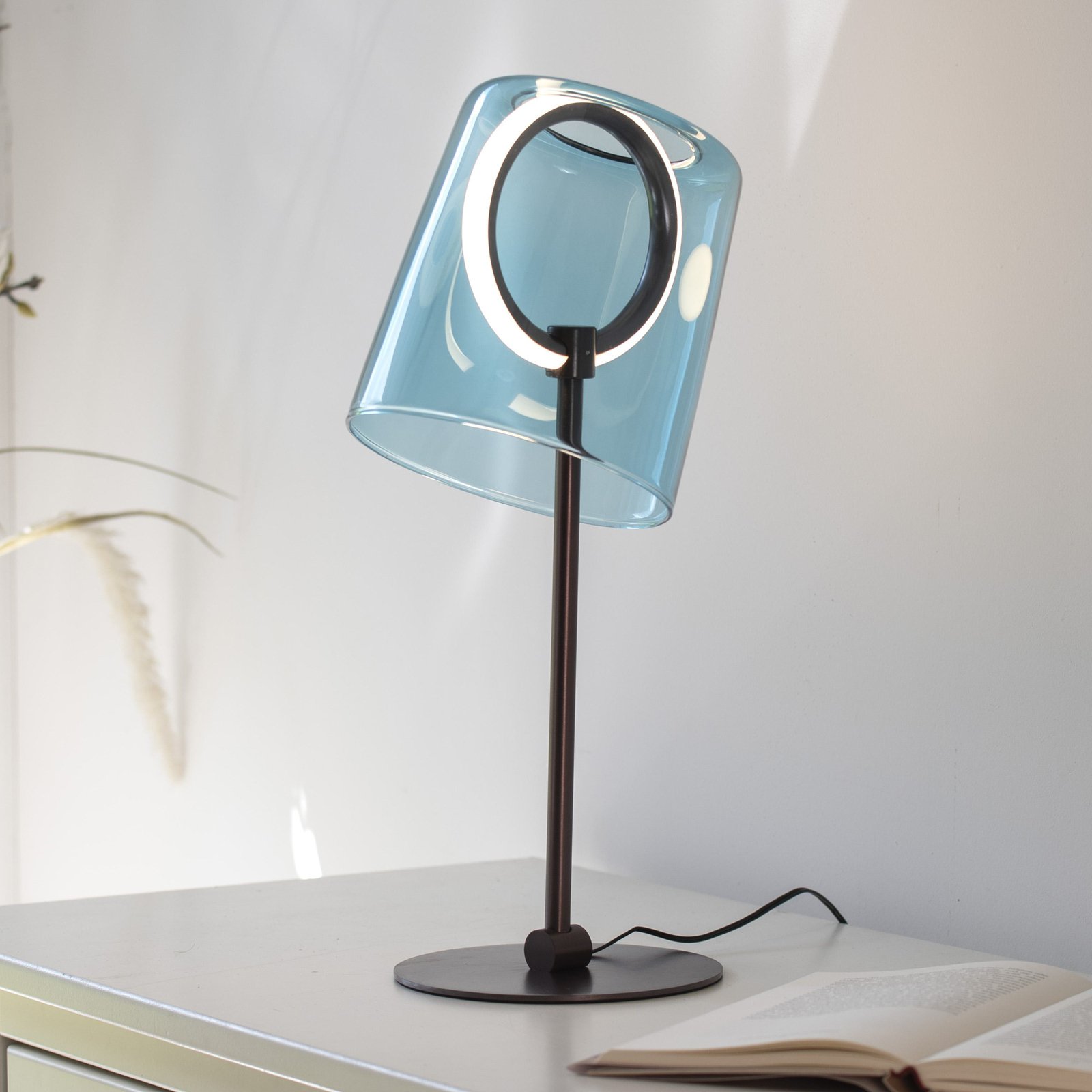 Stolná LED lampa Paul Neuhaus Zula, modrá, výška 42 cm