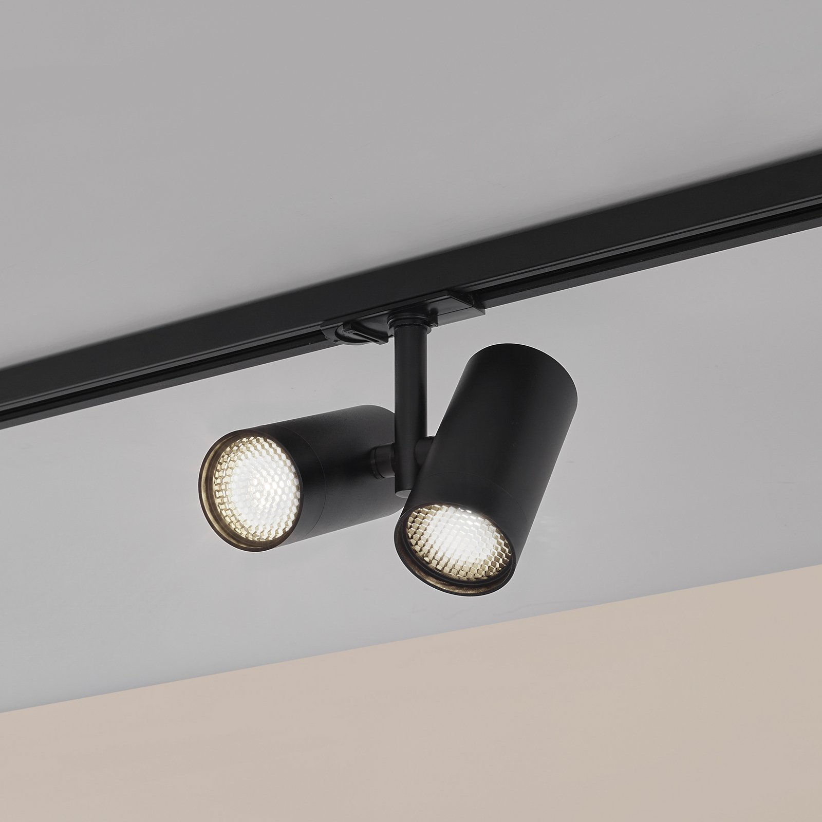 Lindby railspot Linaro, GU10, 2-lamps, zwart, afdekking