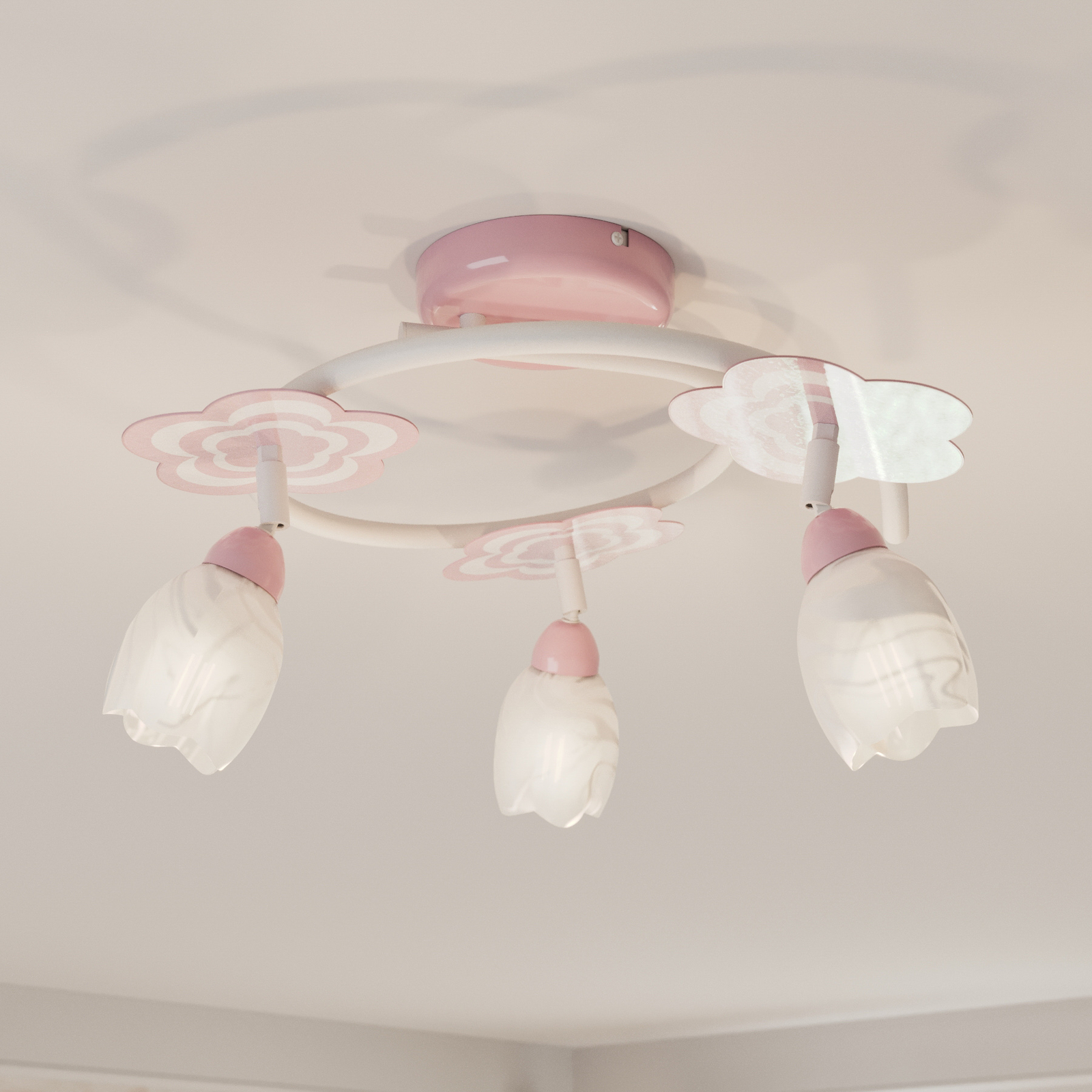 Lampa sufitowa dziecięca Mailin różowa. okrągła