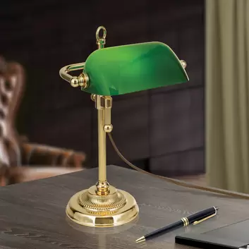 Lampe banquier Steve avec diffuseur en verre vert  Lampada da scrivania,  Lampade da tavolo, Paralumi