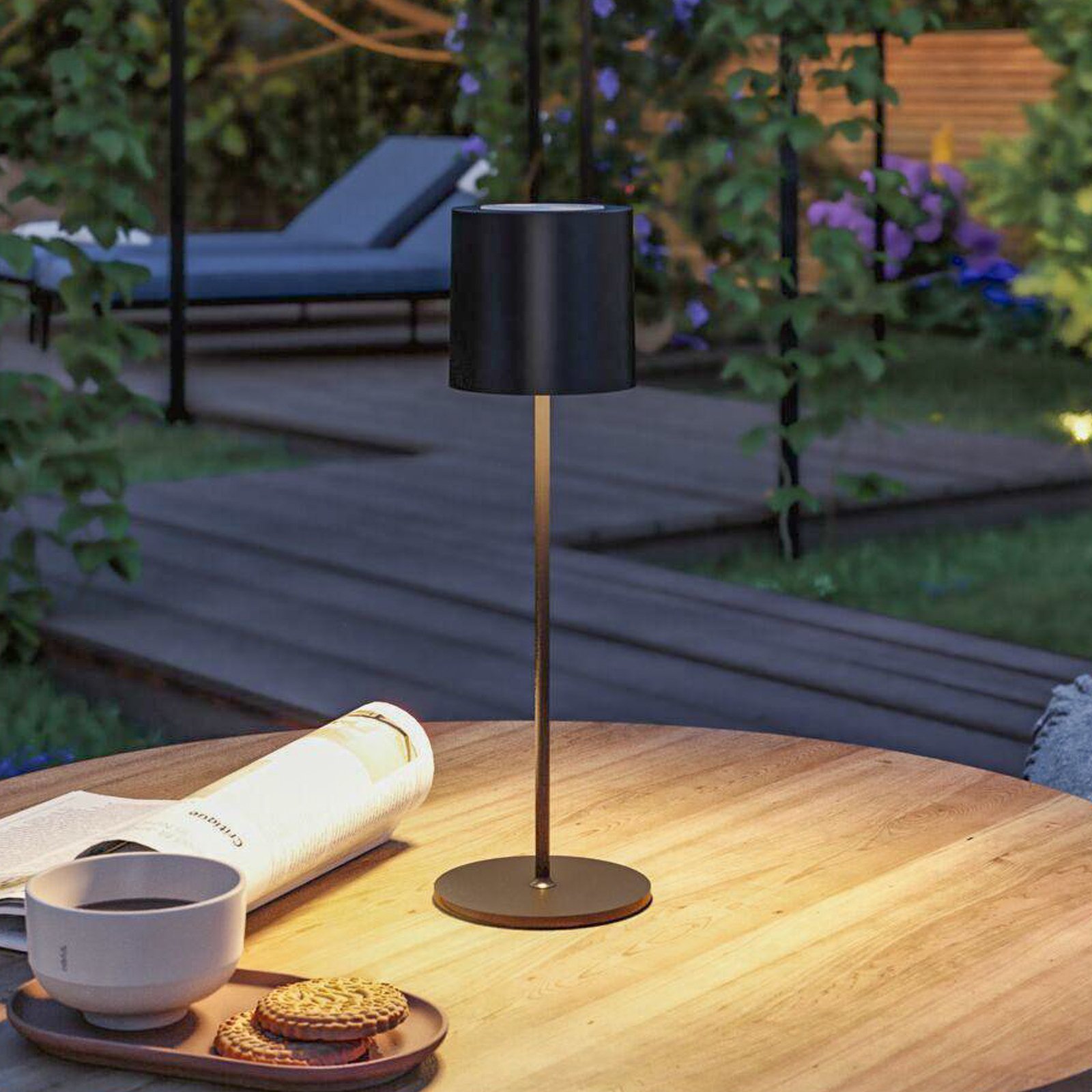 Paulmann Tuni LED rechargeable table lamp, black, plastic, IP44
