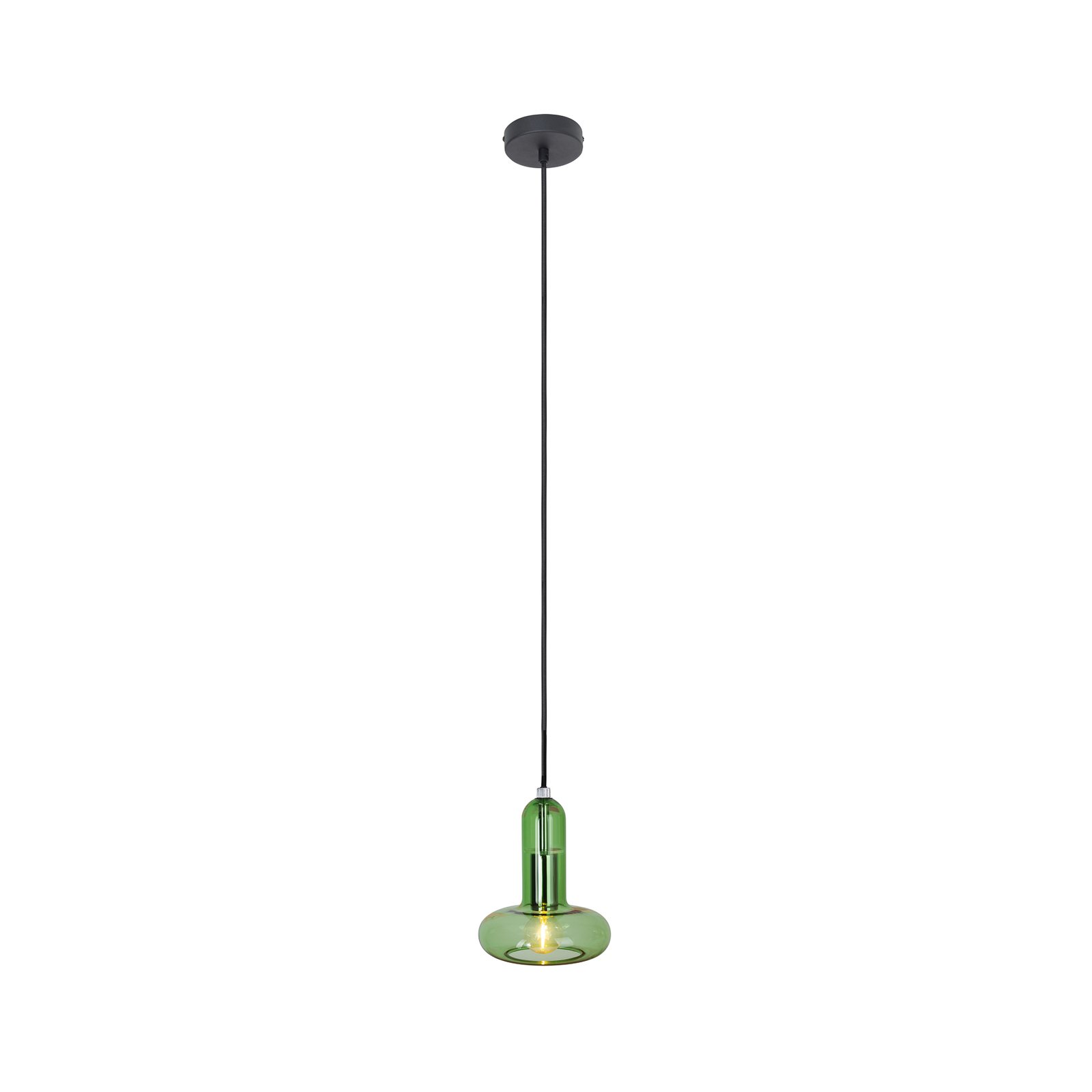 Lampă suspendată Perseus, verde, Ø 15 cm, sticlă, reglabilă
