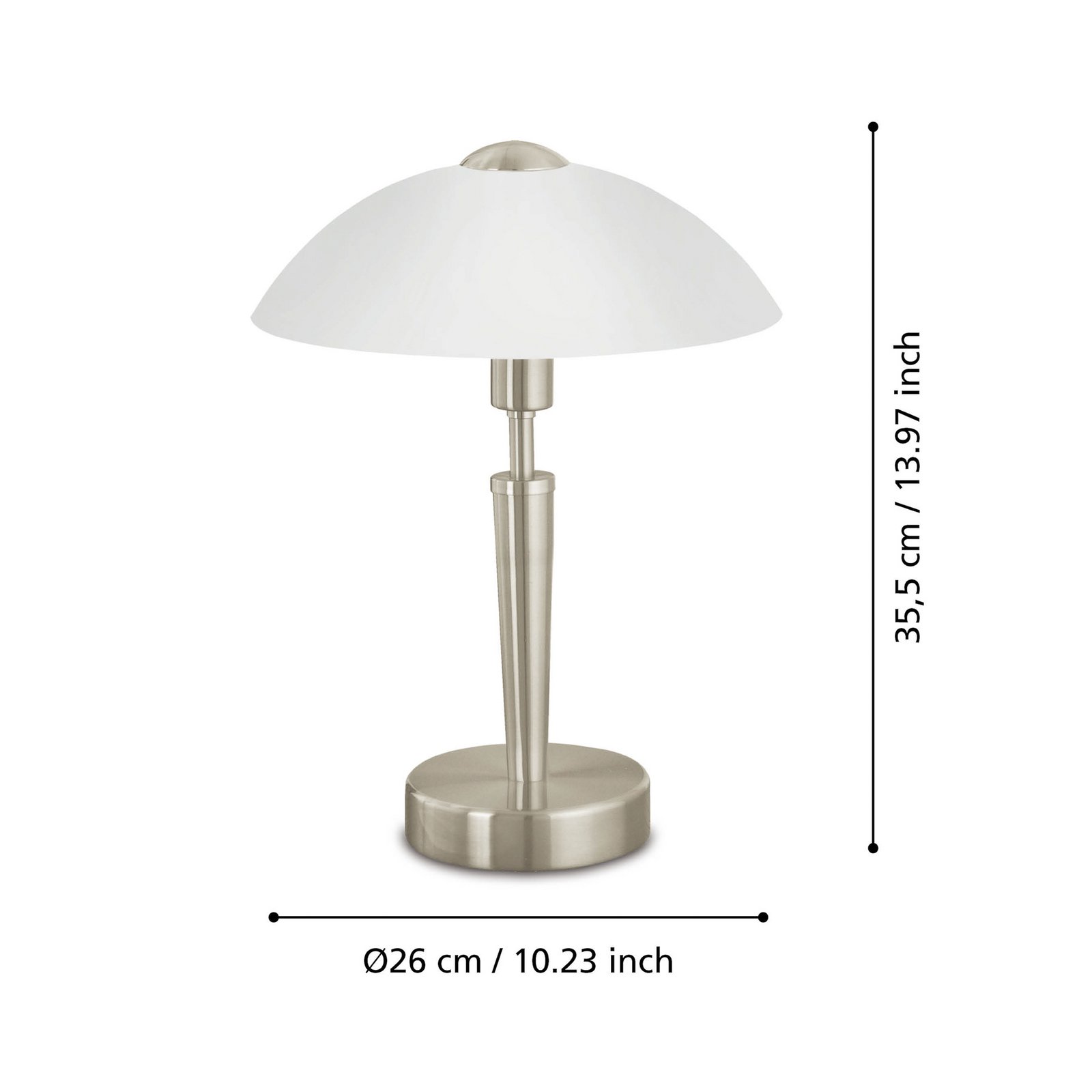 Lámpara de sobremesa Solo 1, níquel, blanco