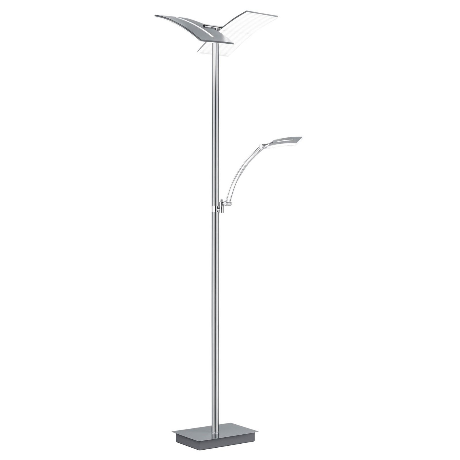 Dual LED floor lamp with a reading light, nickel