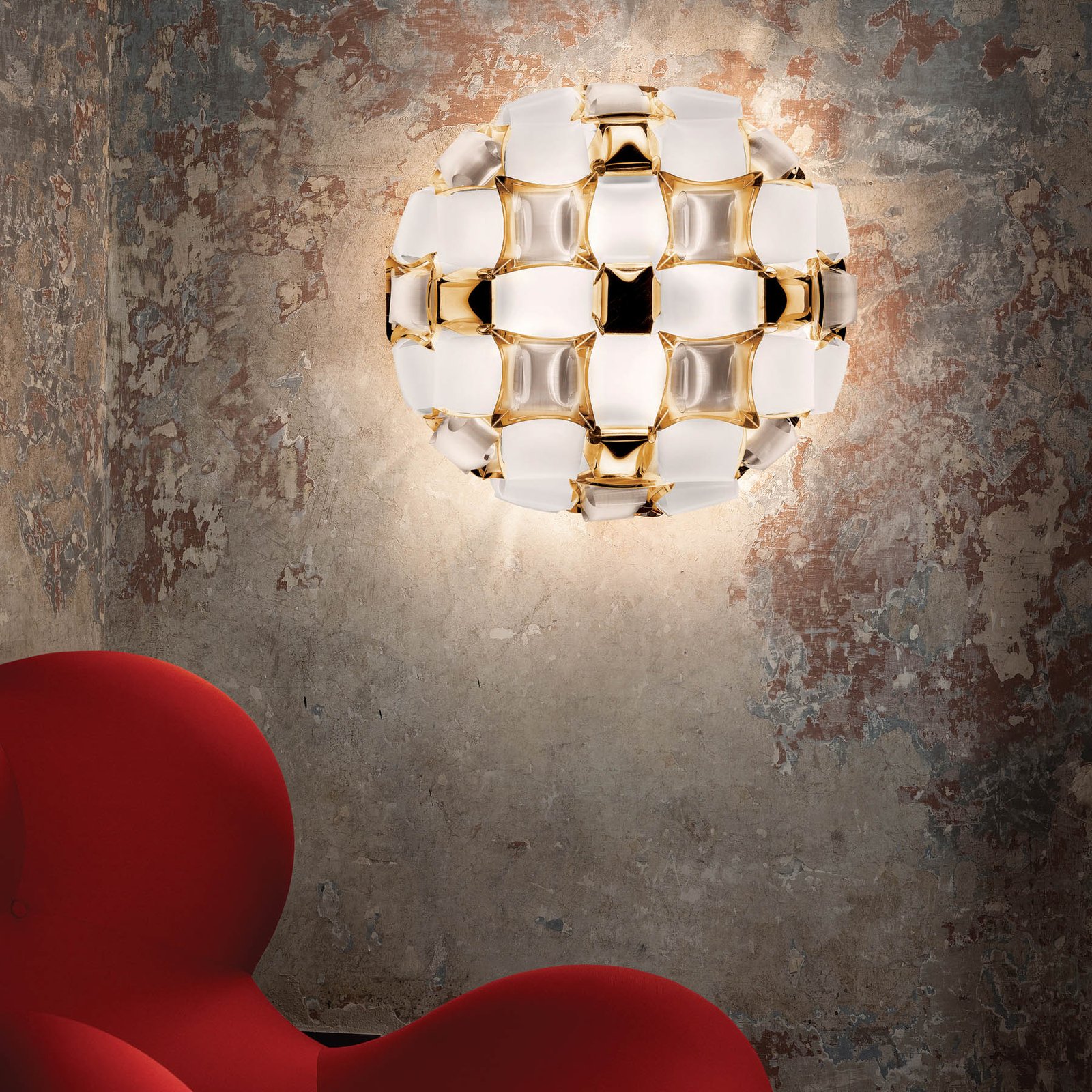 Mida Deckenleuchte/Wandleuchte Medium White/Gold - Slamp