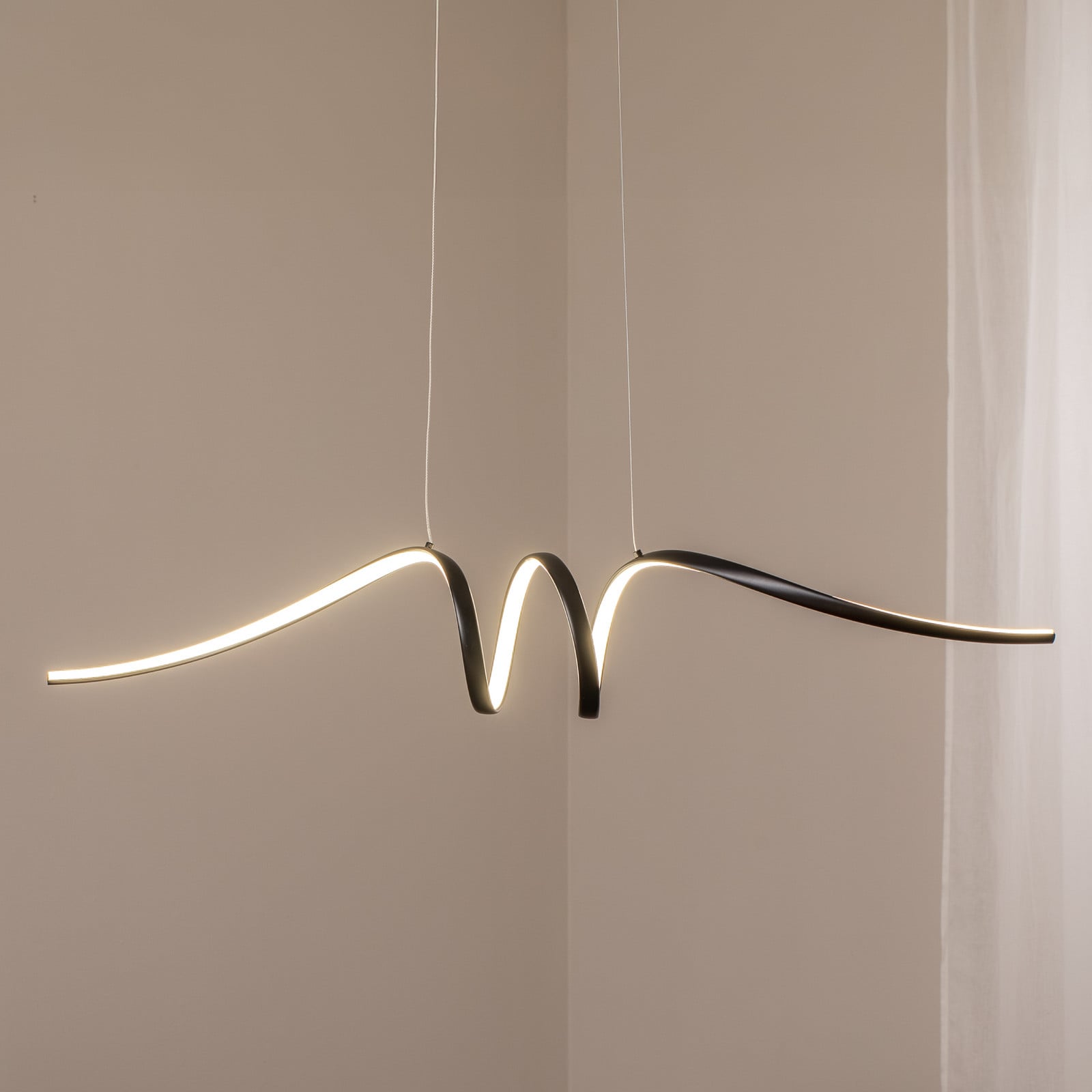 Milagro Lighting Lampă suspendată LED Loop metal negru-crom 4.000 K - Camera de zi / sufragerie - Modern