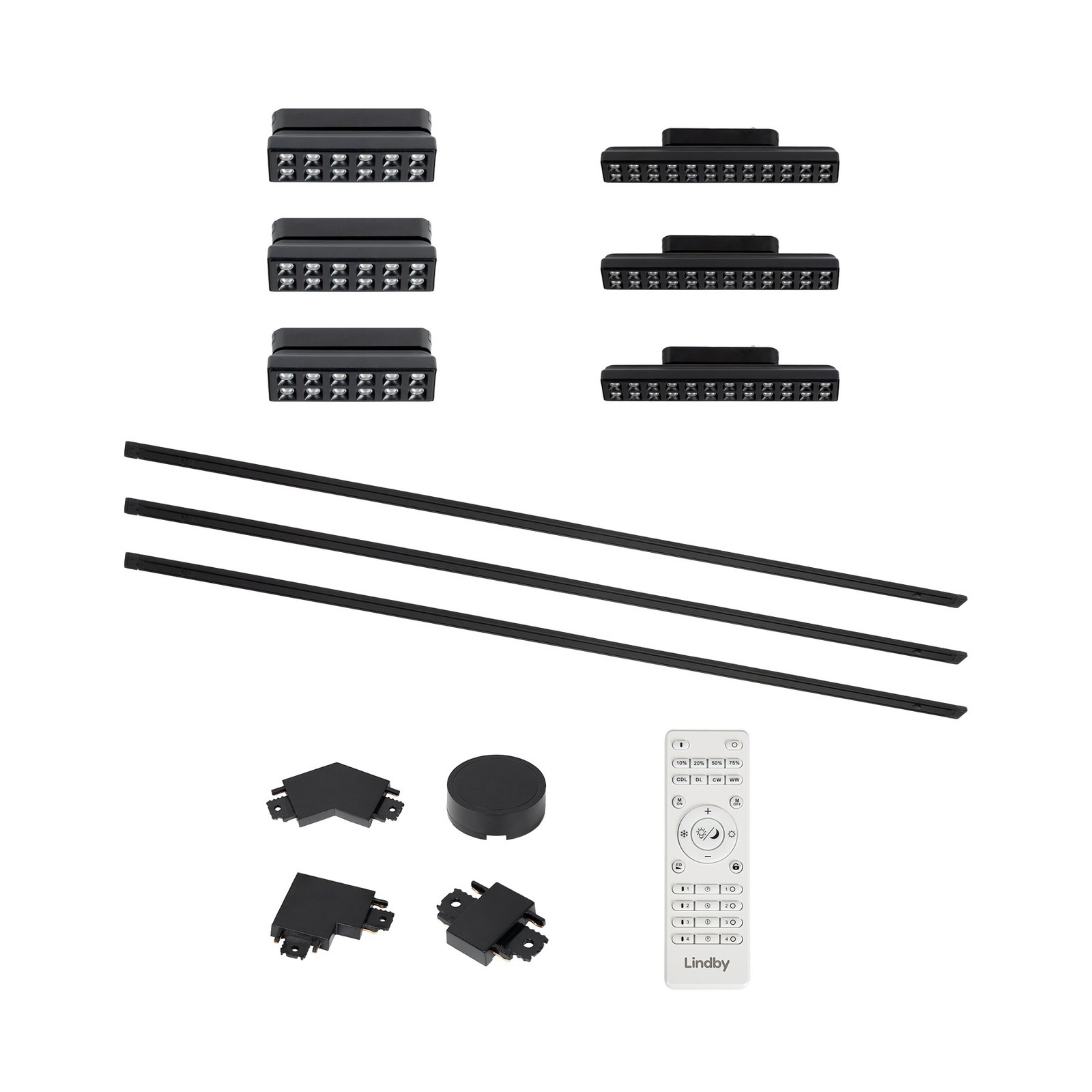 Système de lampes sur rail Lumaro, Points, 6 lampes, noir, 48V, intensité