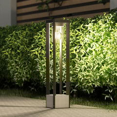 Lucande Bolardo luminoso Kalisa, E27, IP44, 70 cm, gris, metal