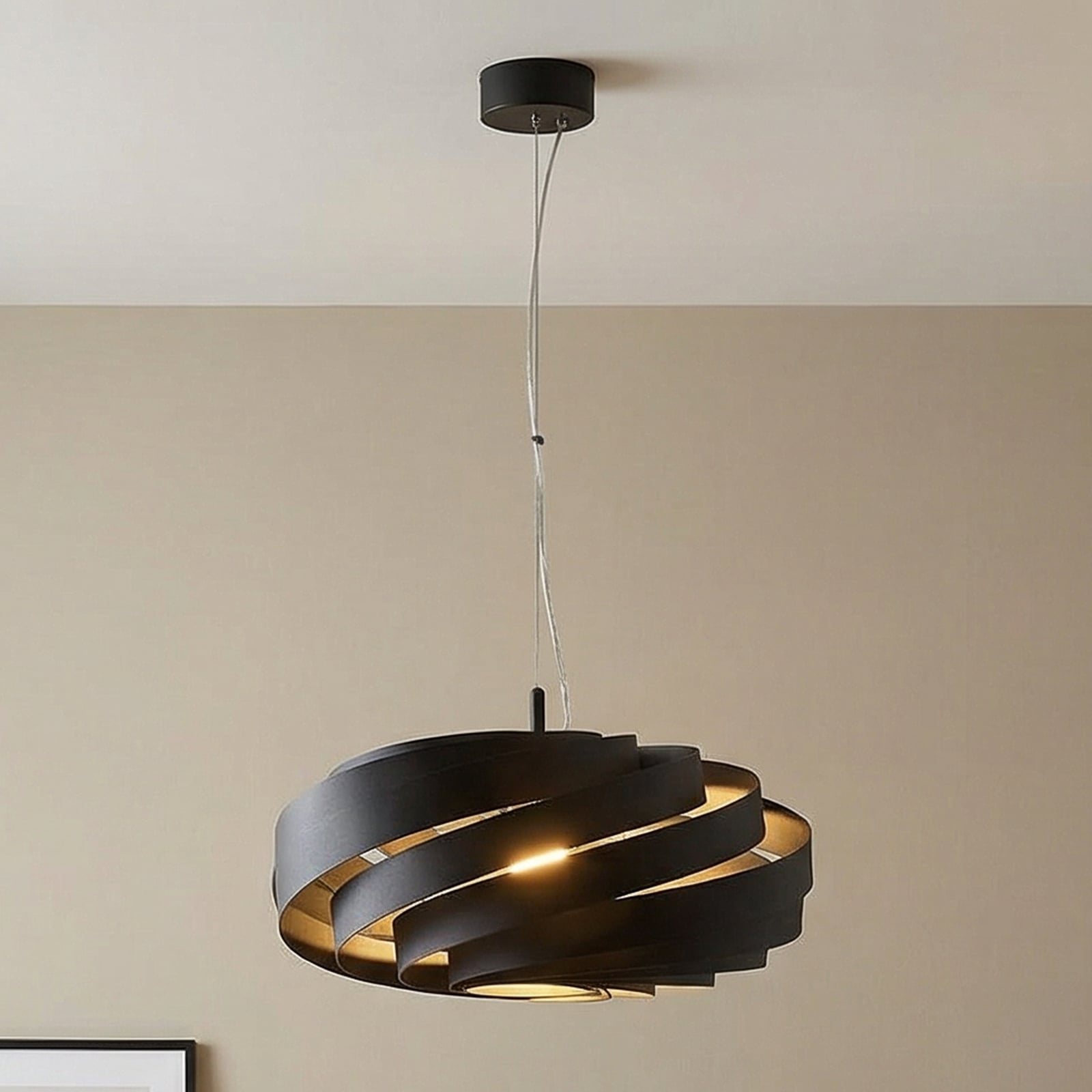 Vento pendant light, black, Ø 60 cm, metal, E27