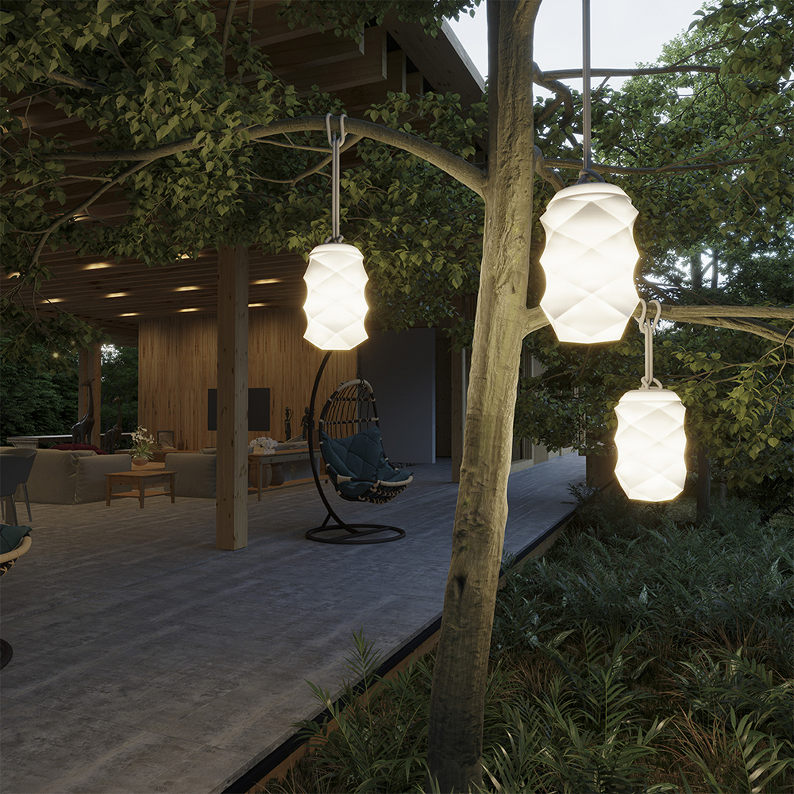 Newgarden Bita utendørs LED-hengelampe, hvit/brun