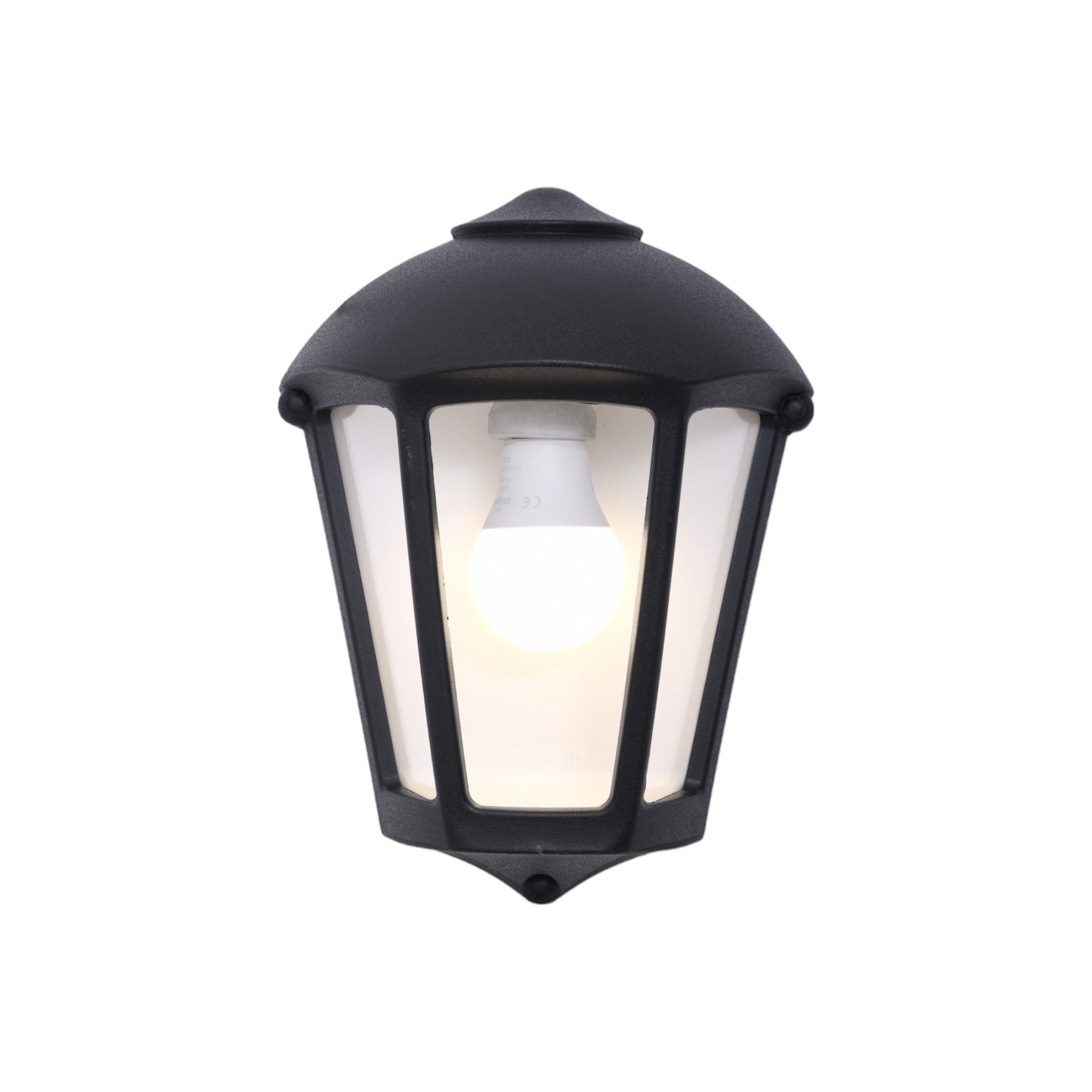 Fabio udendørs væglampe, sort/klar, kunstharpiks, E27 CCT