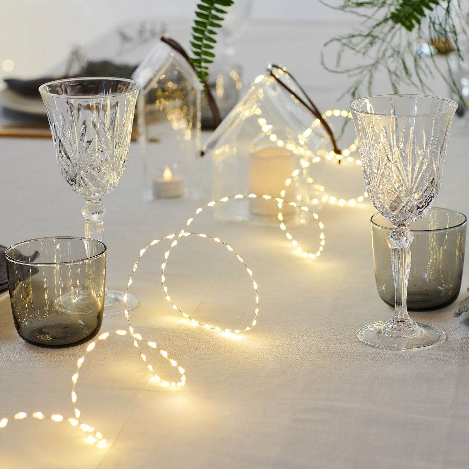 LED fairy lights Kiki, silver, 200 cm