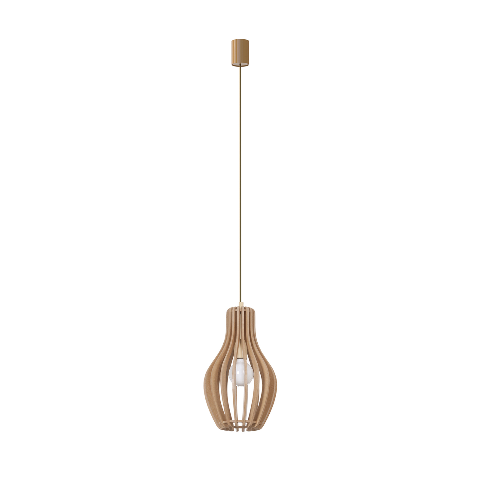 Hanglamp Ika IA met houtlamellen-kap Ø24cm