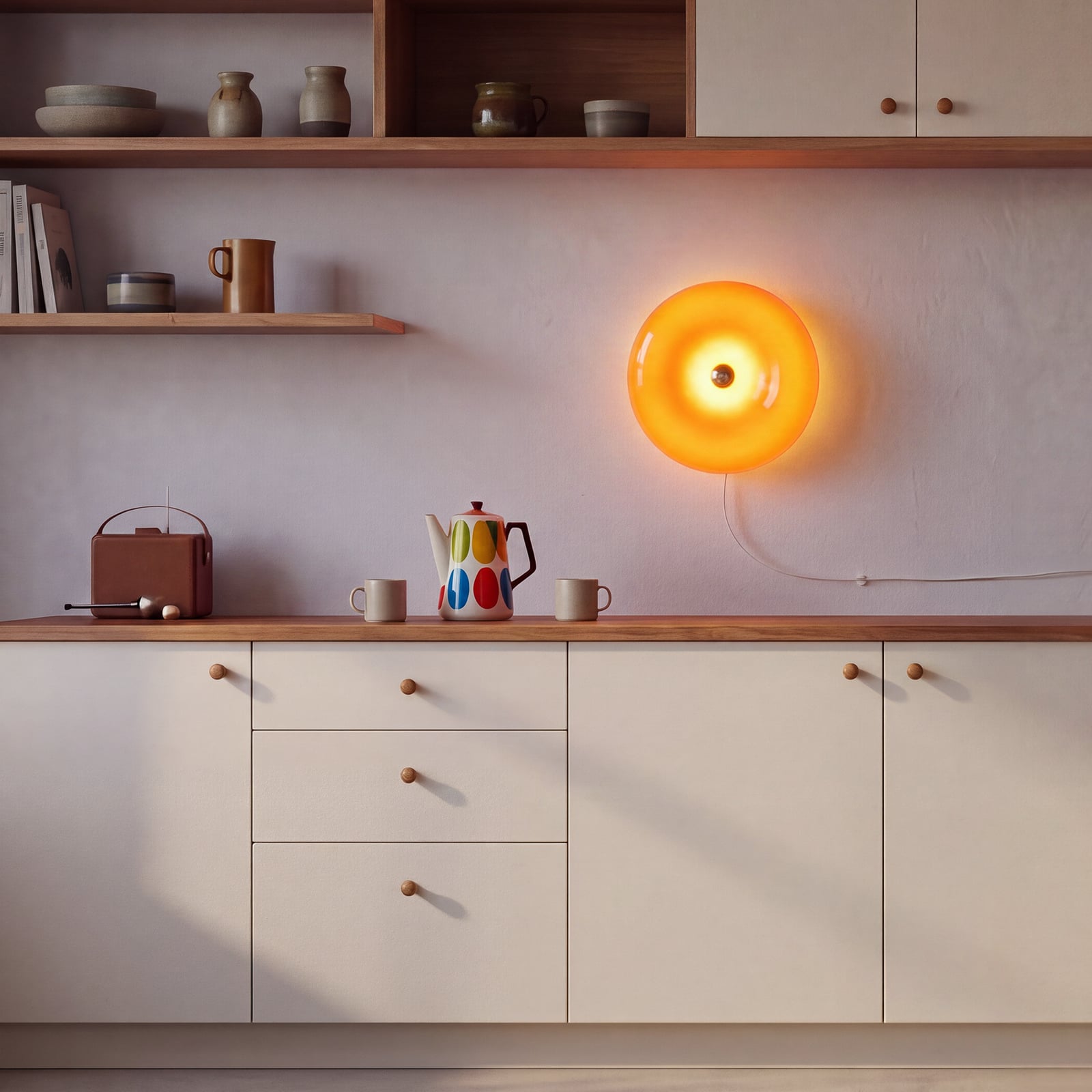 OSRAM Φωτιστικό τοίχου LED Decor Lunea, πορτοκαλί, Ø 30 cm, γυαλί, CCT,