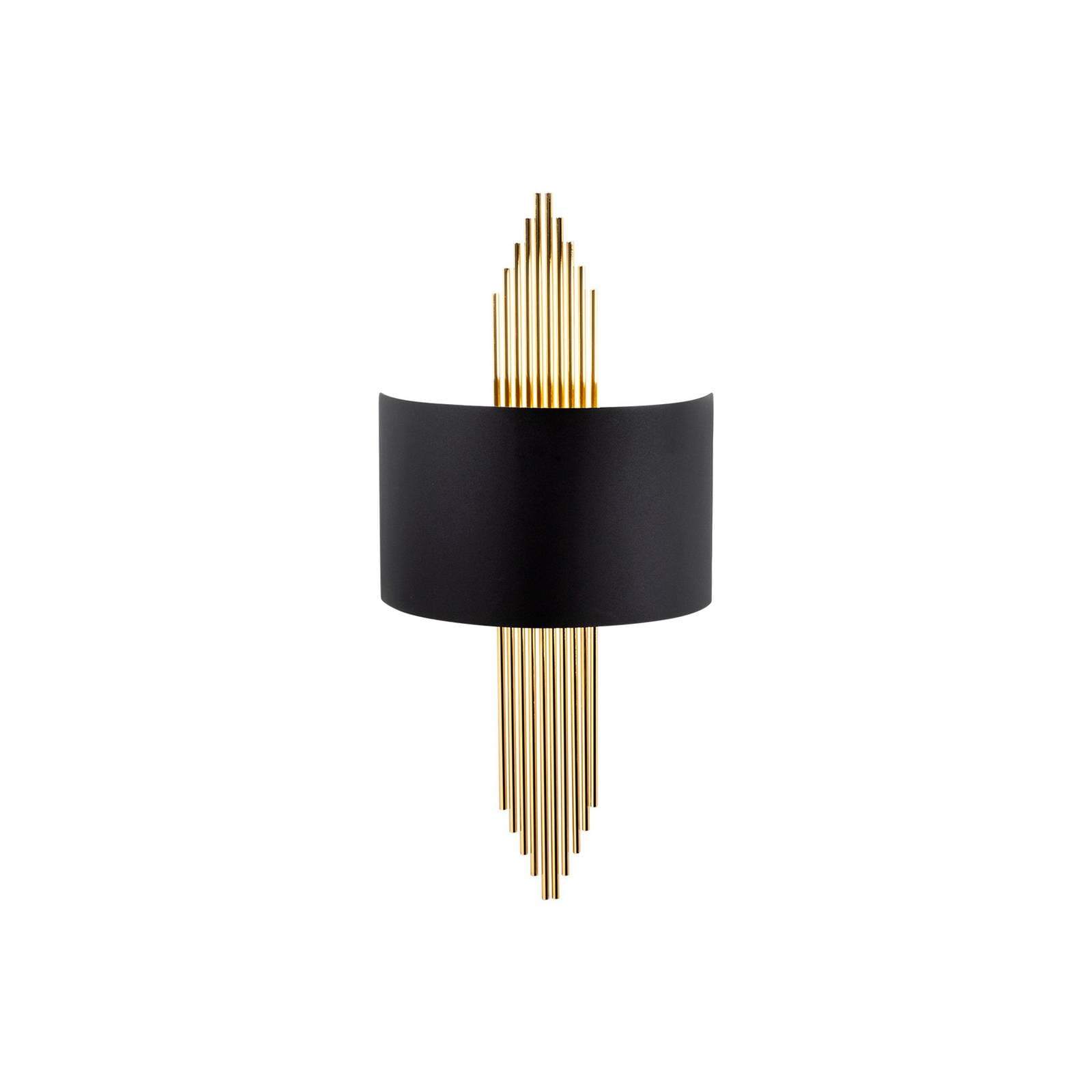 Wandleuchte 616-A, schwarz mit goldenen Stäben